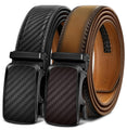 BULLIANT Men's Ratchet Belt 2 Pack-Click Leather Belt Adjustable for Men Gift 1 3/8-Cut for Perfect Fit(Black/Tawny,32