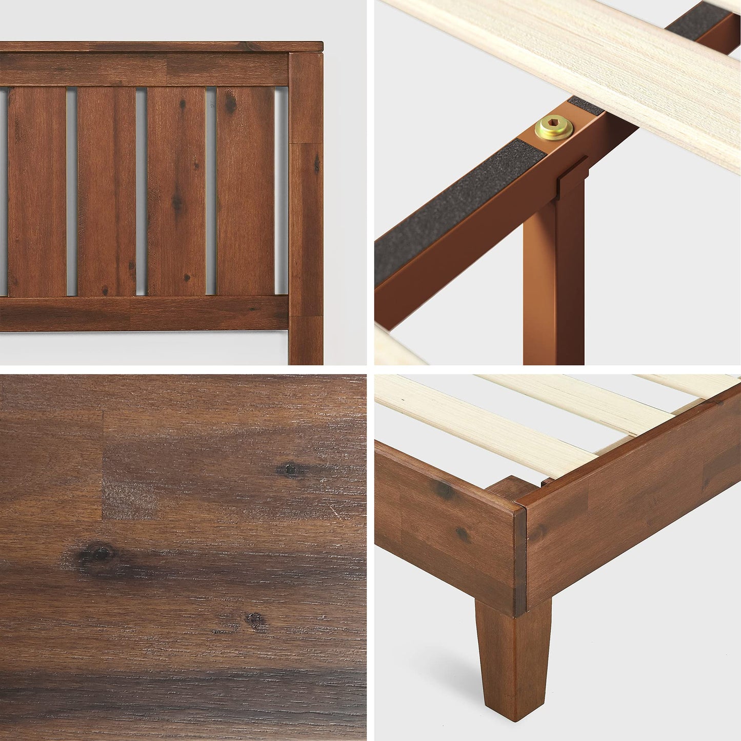 Zinus 12 Inch Deluxe Solid Wood Platform Bed with Headboard / No Box Spring Needed / Wood Slat Support / Antique Espresso Finish, Queen (OLB-PWPBBHE-12Q)