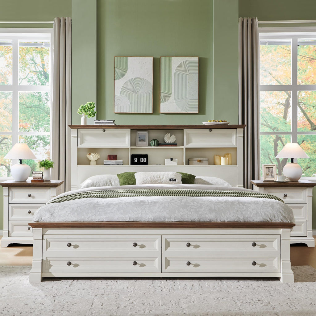 Farmhouse Queen Size Bed Frame with 54