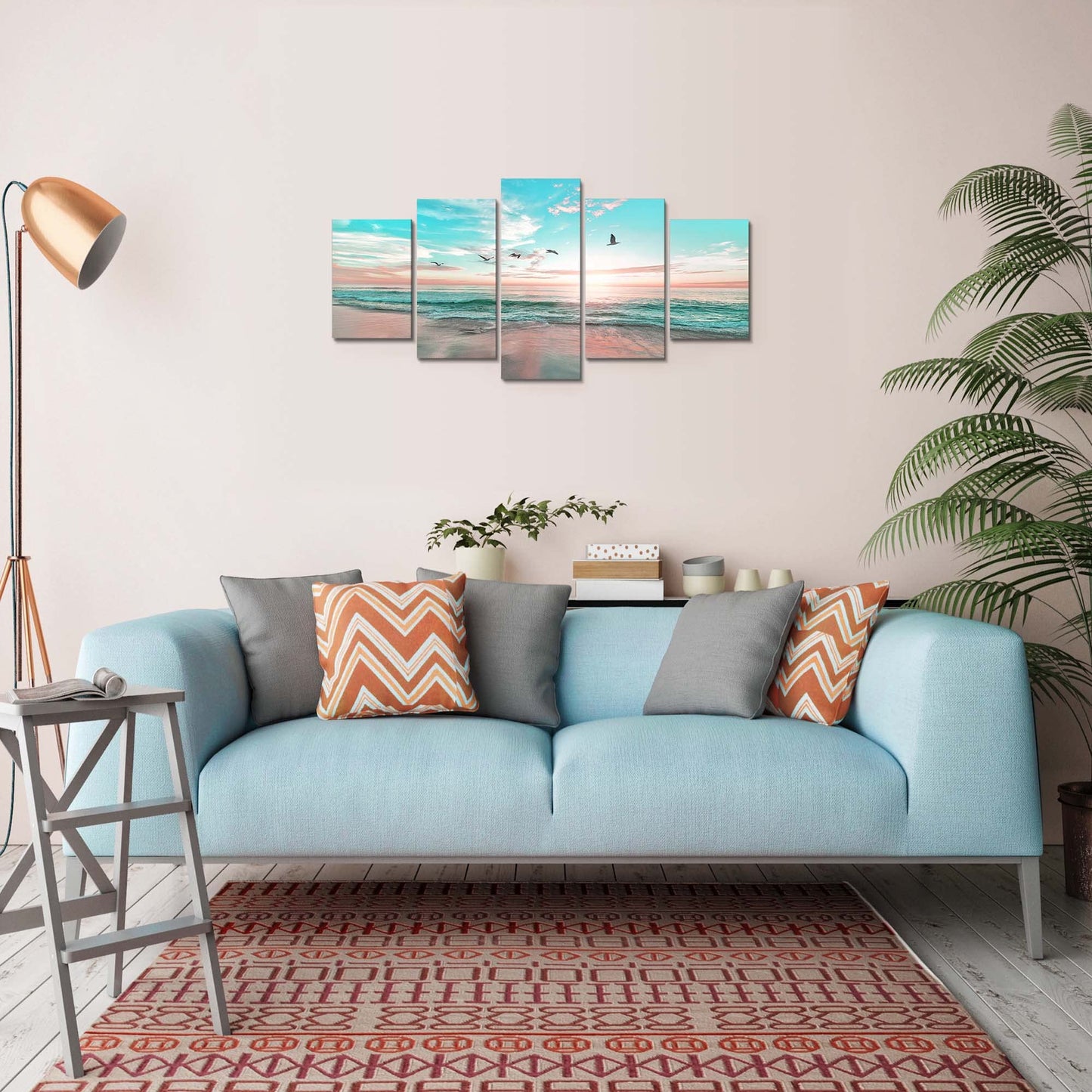 EPHANY Abstract Ocean Beach Wall Art Art - Wall Art Blue Sea Landscape Wall Art Canvas Wall Art, Blue Sea Picture Wall Decor, Office Wall Decor,canvas wall art 5 piece Wall Art (D-5pcs,40"x20")