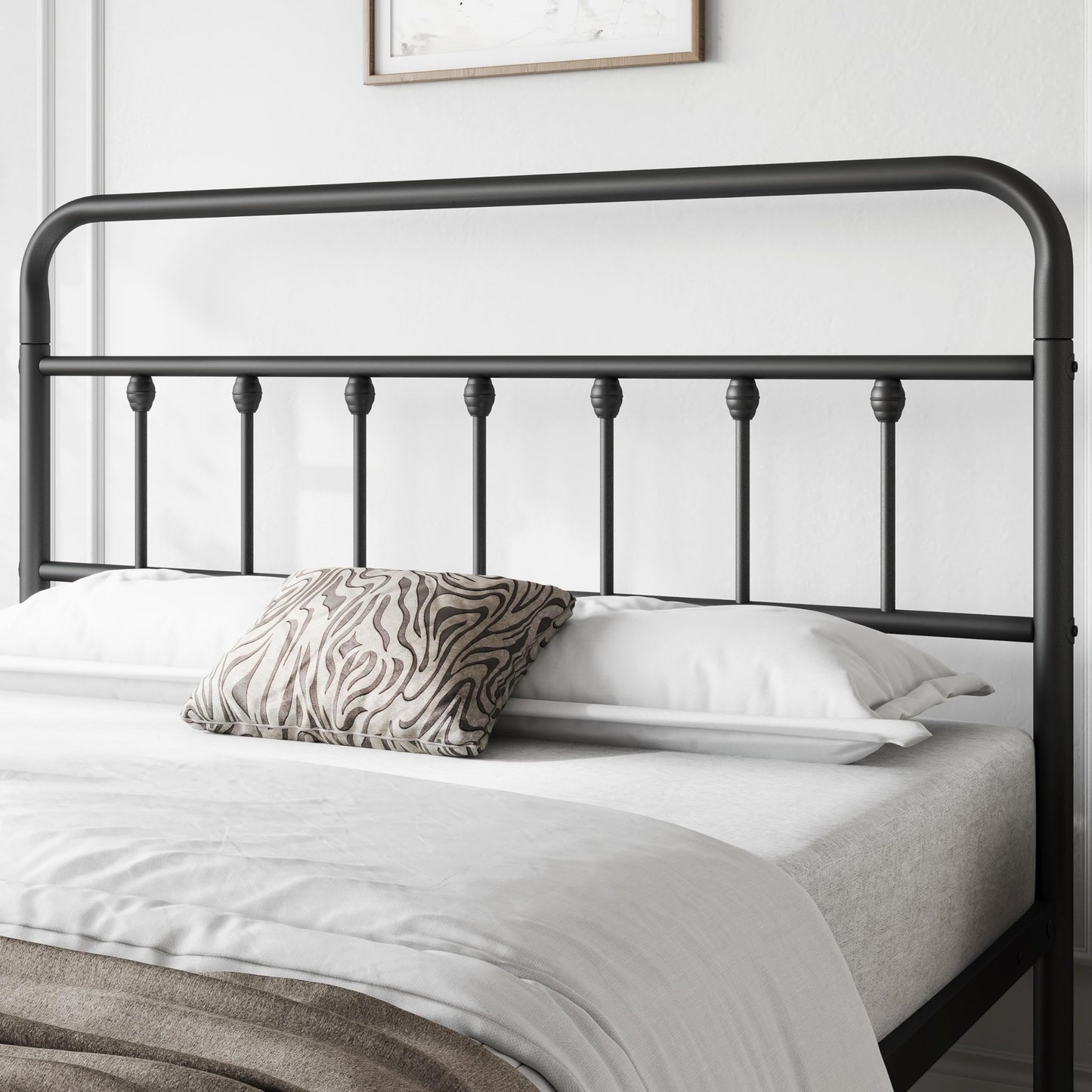 Yaheetech Classic Metal Platform Bed Frame Mattress Foundation with Victorian Style Iron-Art Headboard/Footboard/Under Bed Storage/No Box Spring Needed/Queen Size Black