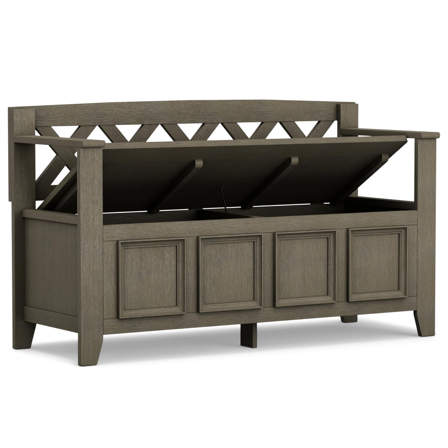 SIMPLIHOME Amherst Entryway Storage Bench - 48 inch Wide Solid Wood Hallway Seat in Farmhouse Grey, Transitional Bench for Entryway or Living Room with Lift-Up Lid and Spacious Storage