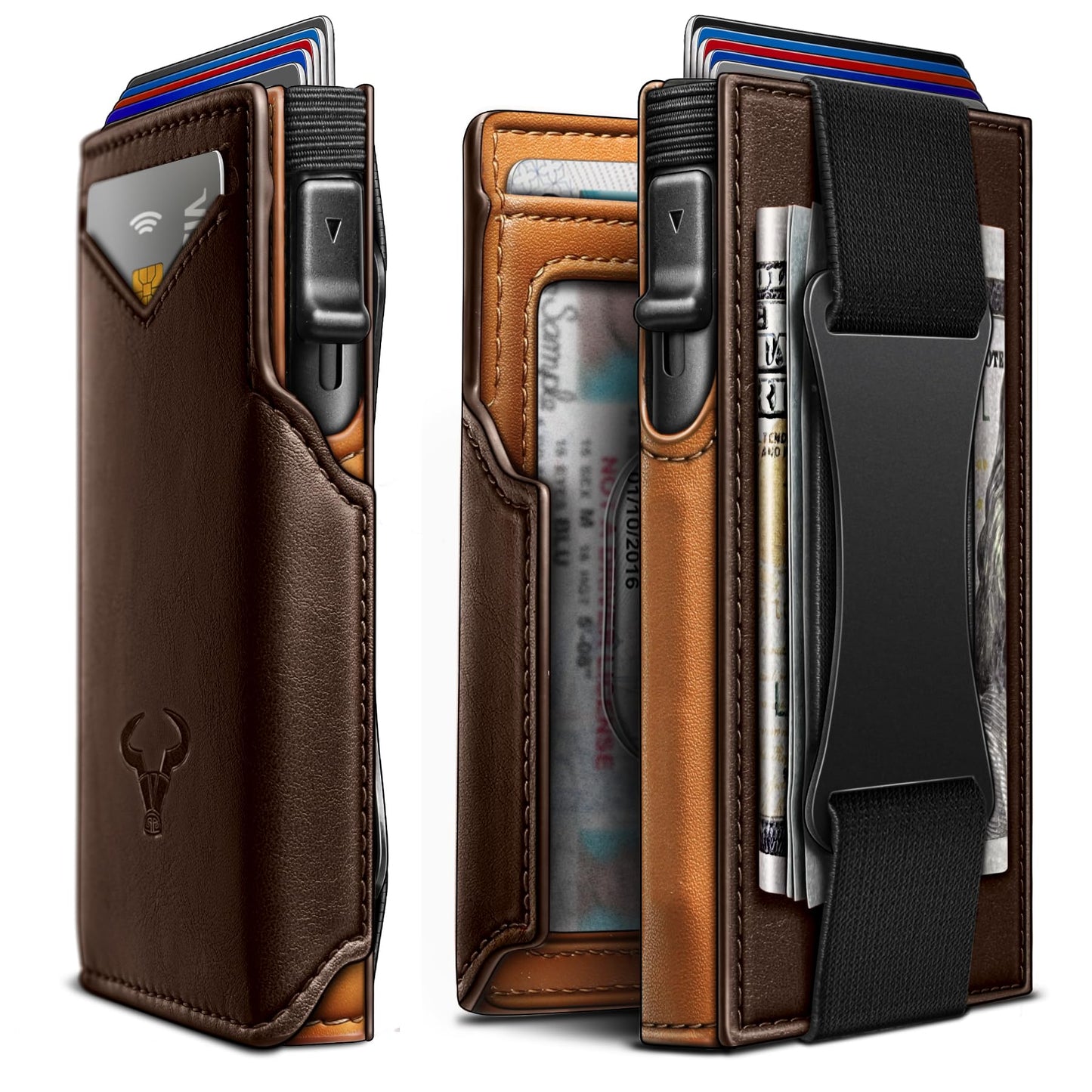 BULLIANT Men Wallet Gift Boxed,Slim Front Pocket Wallet Money Clip Card Holder 3.8"x2.7",Pop-up Access