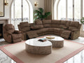 Manual Reclining Sofa Set with Drop-Down Table, Corduroy Sofa Sets, Living Room Furniture Sets, Modern Manual Recliner Sofa Sets with Storage Console for Living Room (Brown, Sectional+Chair)