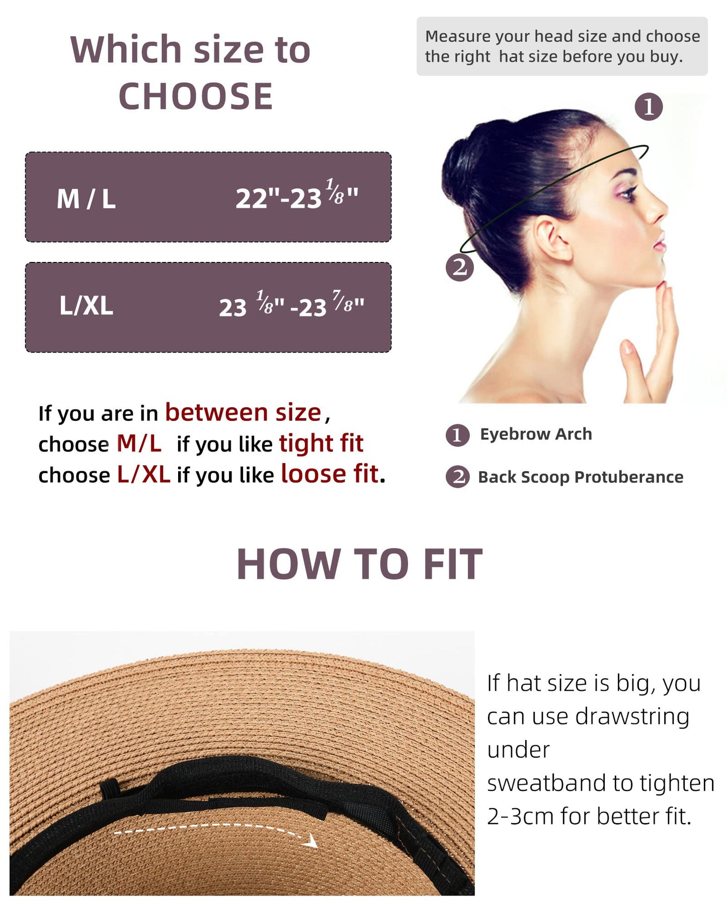 FURTALK Womens Mens Wide Brim Straw Panama Hat Fedora Summer Beach Sun Hats UPF Straw Hat for Women Khaki