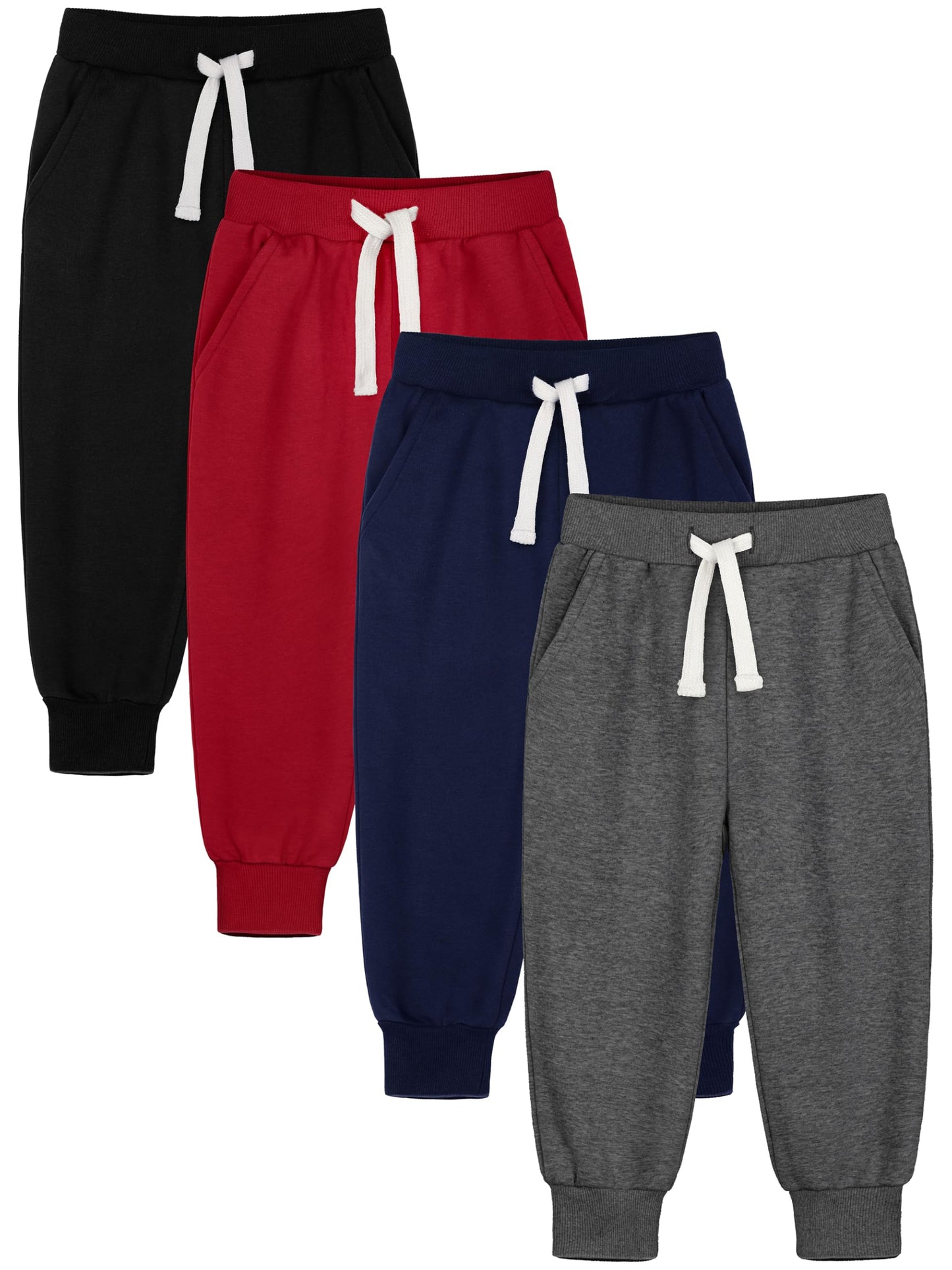 HXP 4 Pack Toddler Boys Sweatpants Pure Cotton Toddler Sweatpants Boys Kids Joggers Pants with Pocket Drawstring
