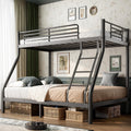 Cyranture Bunk Beds Twin Over Full Size, Heavy Duty Bunk Beds with Bottom Space & Guardrail Metal Bunk Bed Frame for Adults Dorm Bedroom Guest Room, No Box Spring Needed（Upgrate Black）