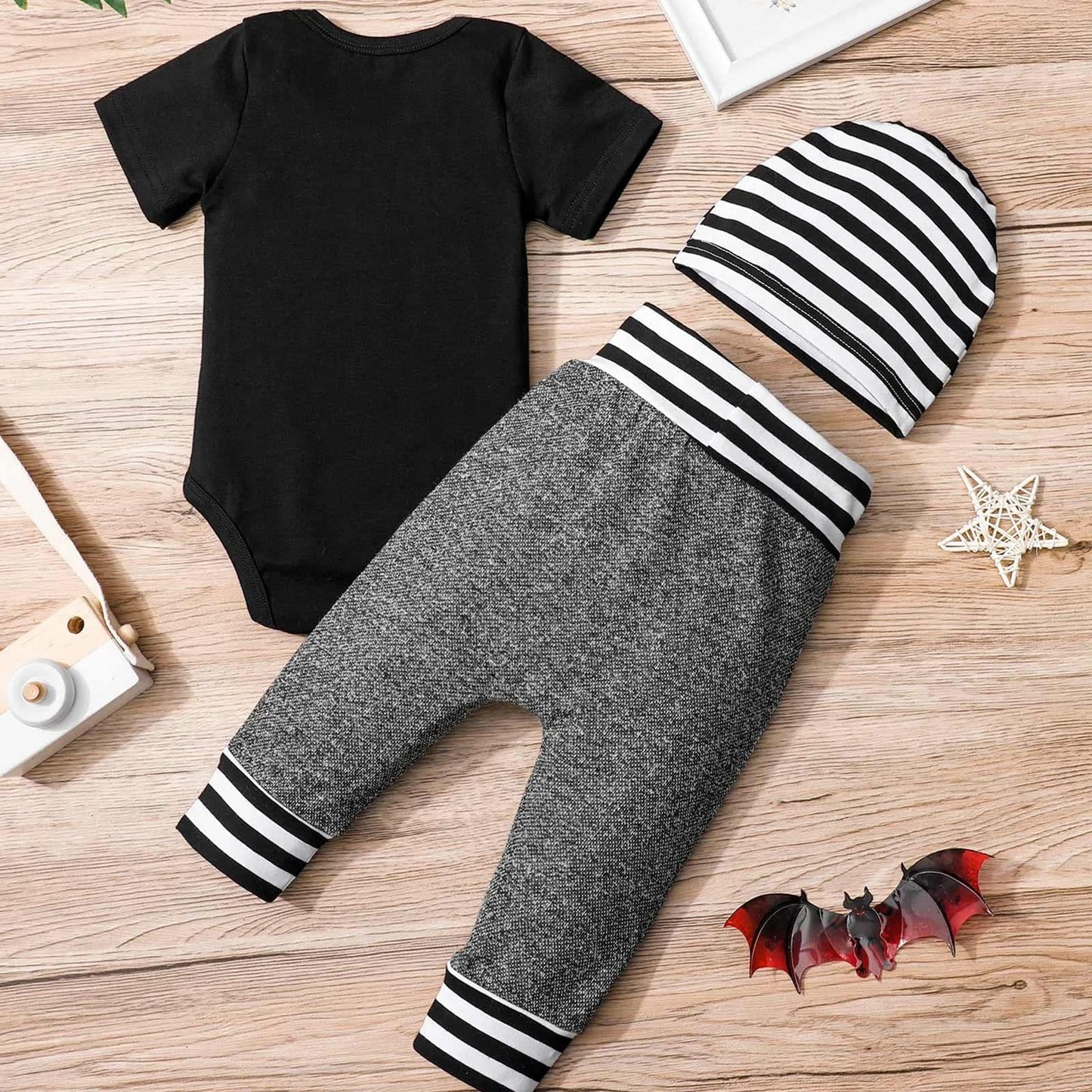 Aoswep Newborn Infant Baby Clothes Short Sleeve Romper + Pants + Hat 3PCS Outfits Set