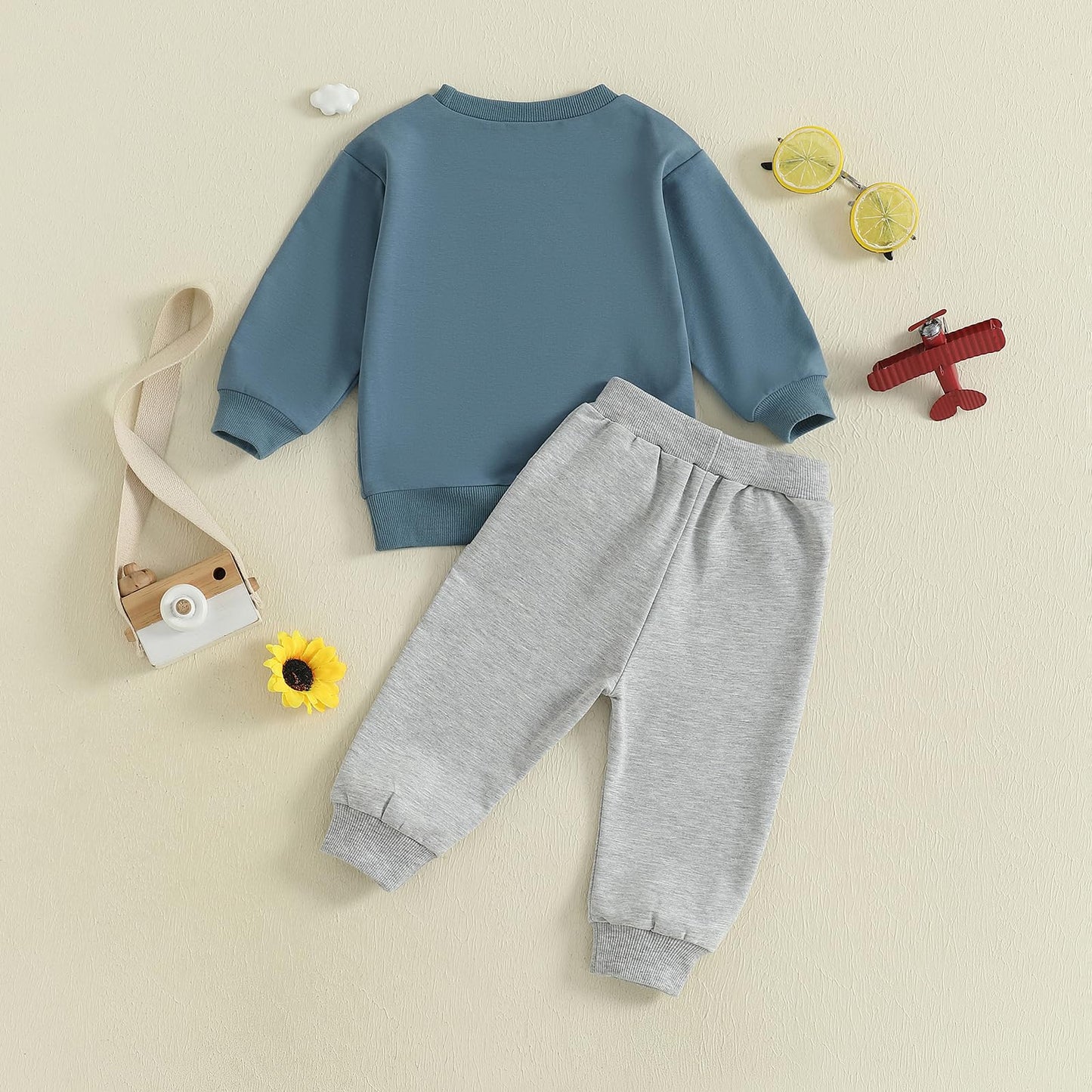 Fernvia Toddler Baby Boy Fall Clothes 2T 3T 4T Letter Print Crew Neck Long Sleeve Sweatshirt Pants 2 Pcs Outfits (B-Blue, 2-3T)