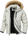 MAOYSSEN Men's Winter Coat Waterproof Warm Ski Snow Jacket Fur Hooded Parka Work Outerwear Raincoat