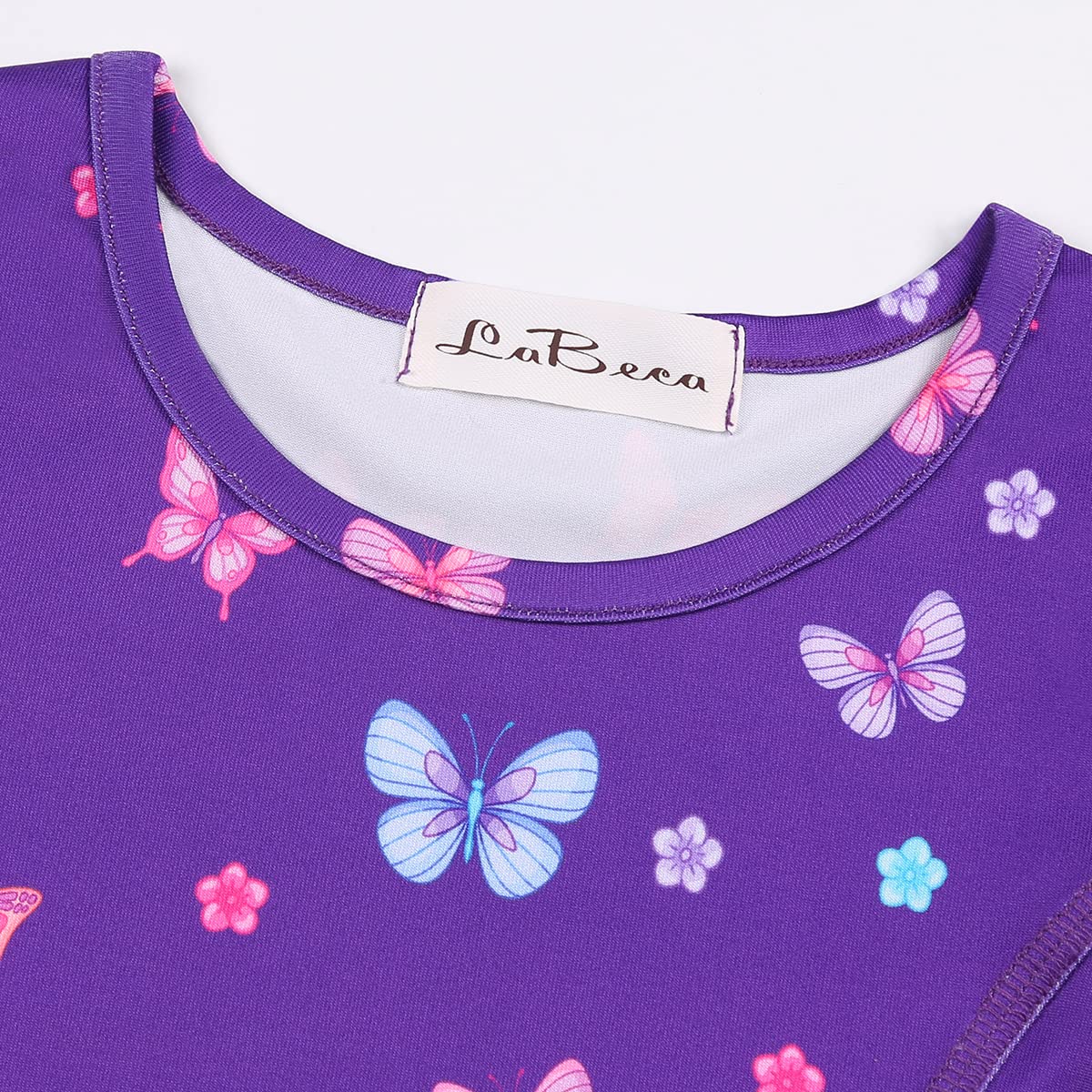 LaBeca Girls Printed Casual Party Dresses Twirly Long Sleeve Dress Butterfly Fall L