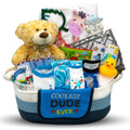 Bundle of Joy Deluxe New Baby Boy Gift Set | Baby Essentials for Expecting Moms & Parents | 25-Piece Newborn Gift Basket Hamper Layette Set for Gender Reveal | Blue - Nikki's Gift Baskets