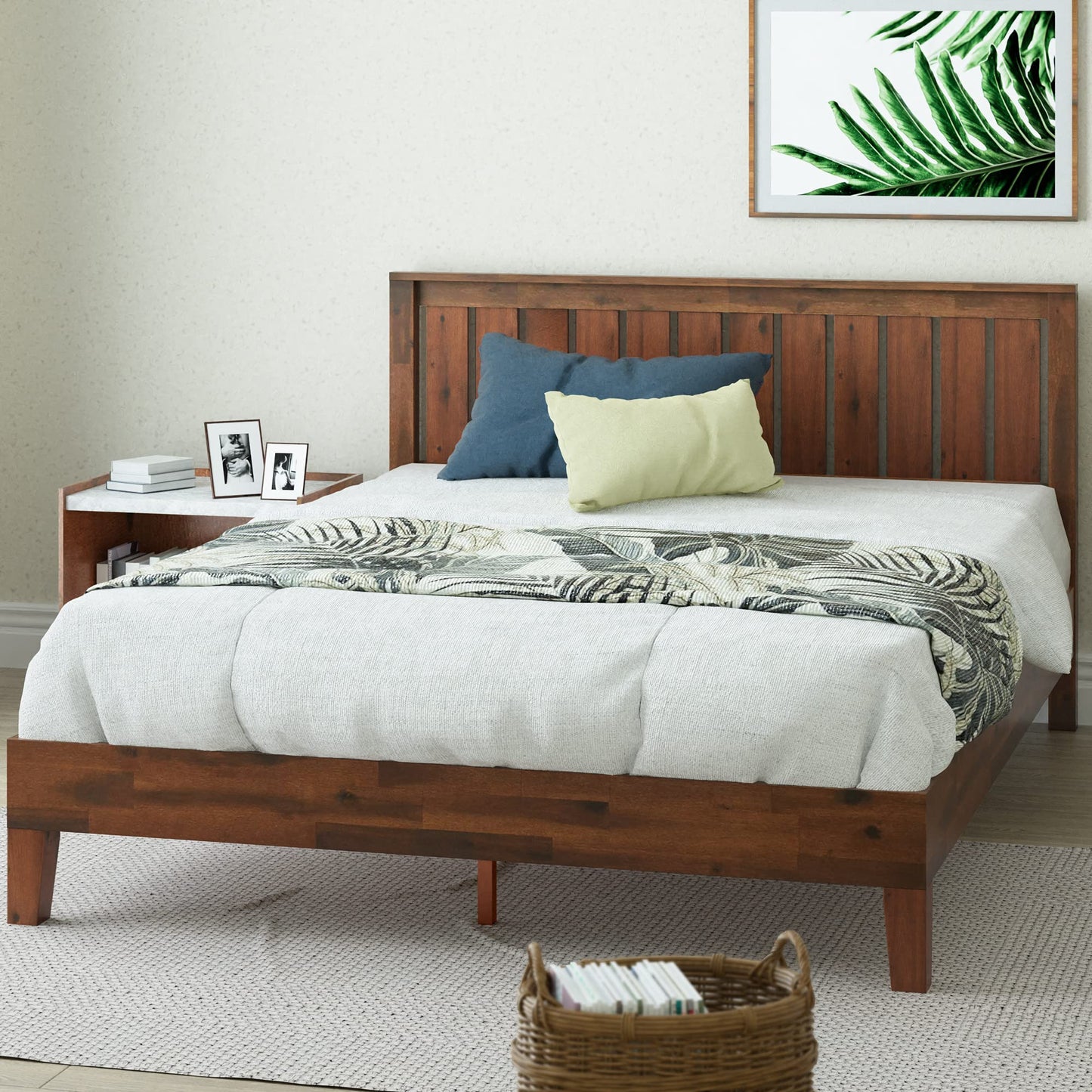 Zinus 12 Inch Deluxe Solid Wood Platform Bed with Headboard / No Box Spring Needed / Wood Slat Support / Antique Espresso Finish, Queen (OLB-PWPBBHE-12Q)