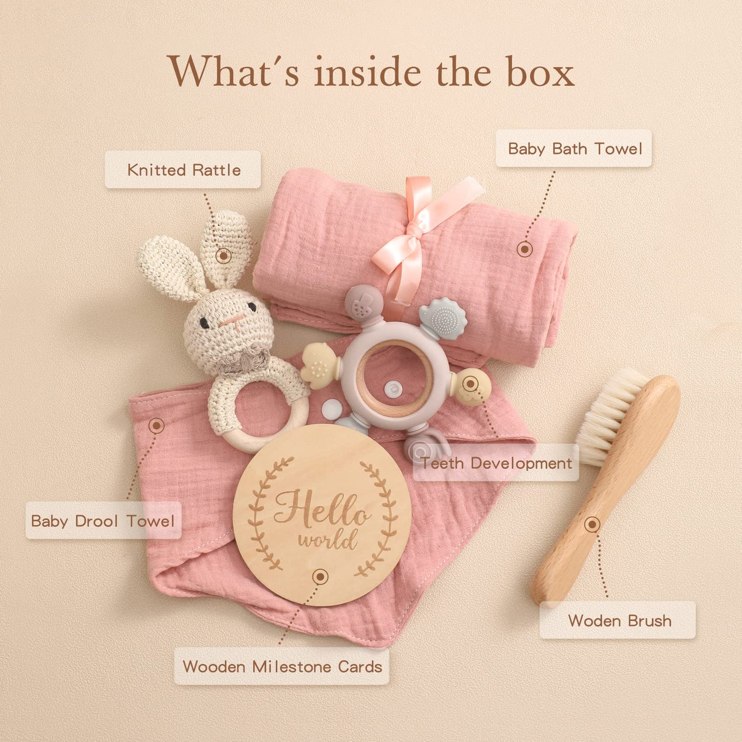 EERKEOD Baby Gift Set for Newborn New Baby Gift Set - Newborn Baby Essentials Baby Bath Set with Baby Blanket Baby Rattle - New Born Baby Girls Gift & Baby Boy Gifts for Baby Shower