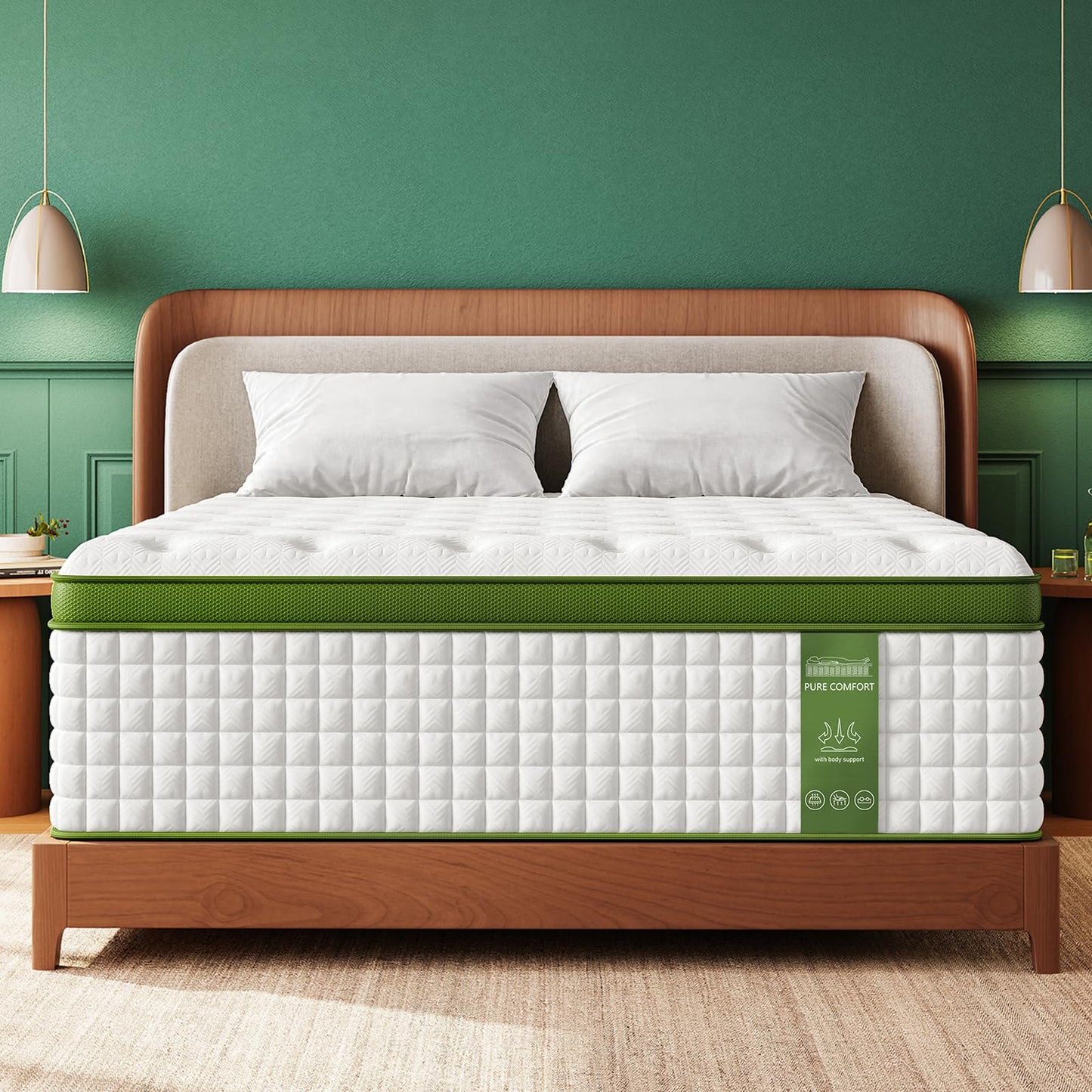 BedStory Extra Firm Mattress King Size, 12 Inch Hotel Collection Hybrid Mattresses with Zoned Lumbar Support, Extra Back & Hip Support, CertiPUR-US, Fiberglass-Free, 365-Night Trial