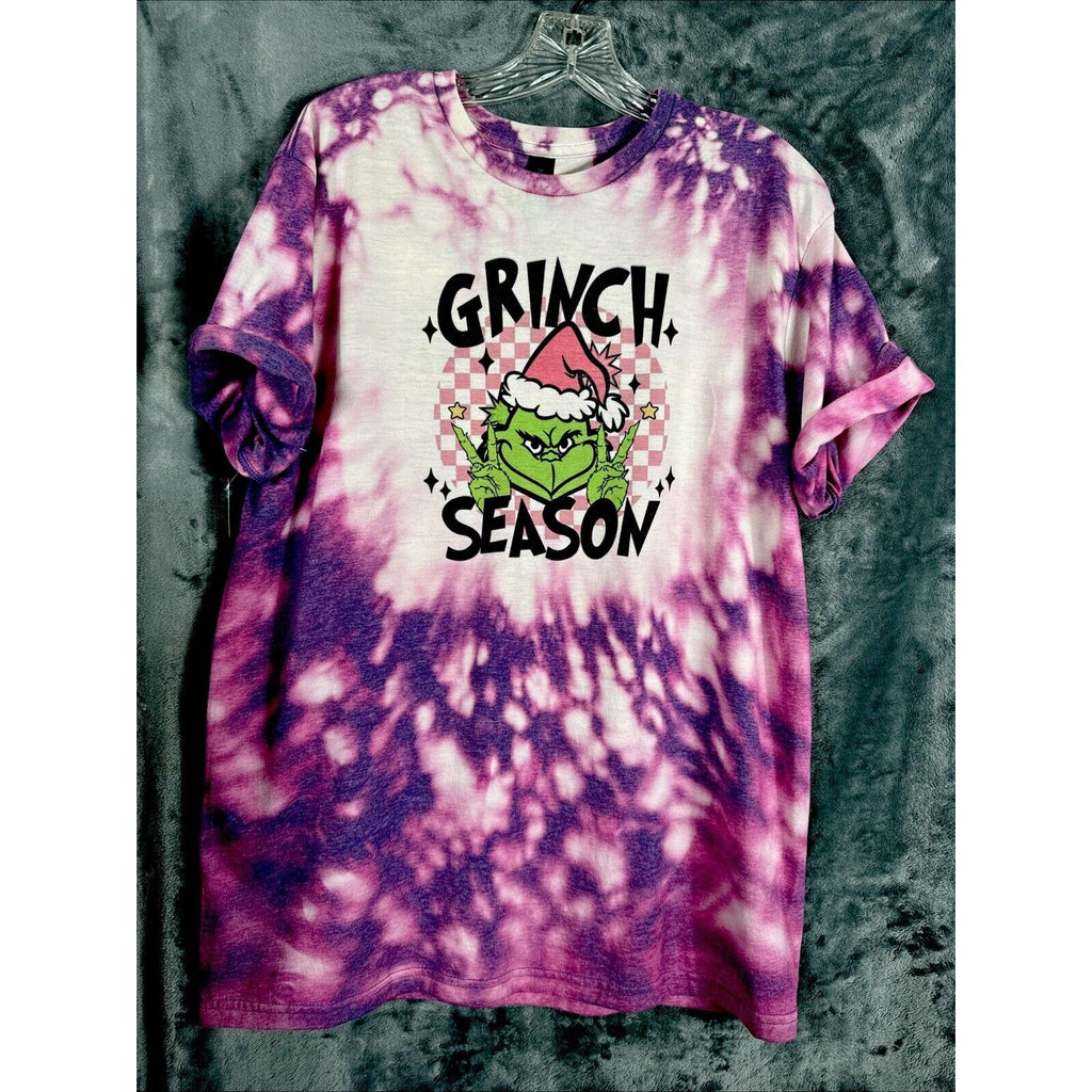 Women’s T-shirt L The Grinch Season Iced Bleached Purple Shirt