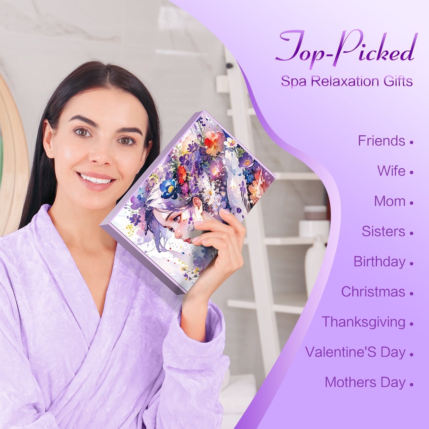 Aofmee Gift Baskets for Women, 8 Pcs Lavender Spa Body Care Set, Beauty Relaxing Mother's Day Birthday Holiday Gifts for Her, Purple