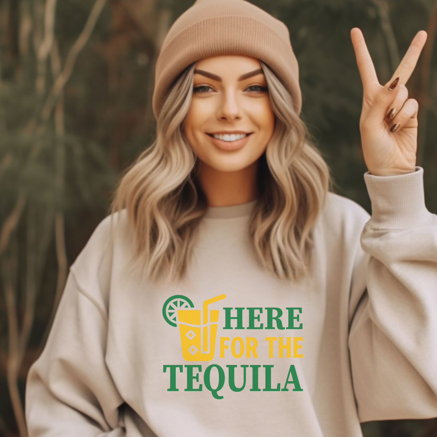 Here for the Tequila Sweatshirt • Funny Drinking Shirt • Party Graphic Pullover • Tequila Lover Gift • Cinco de Mayo Outfit • Cozy Unisex Sweatshirt