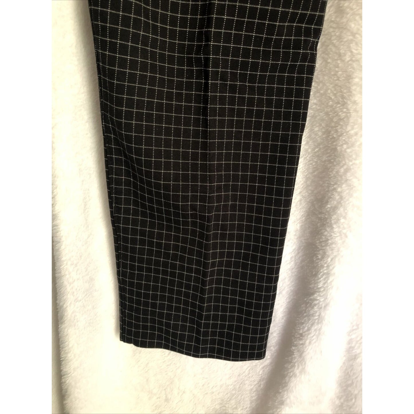 Women’s Tapered Ankle Plaid Black And Gray Dress Pants 12 Long