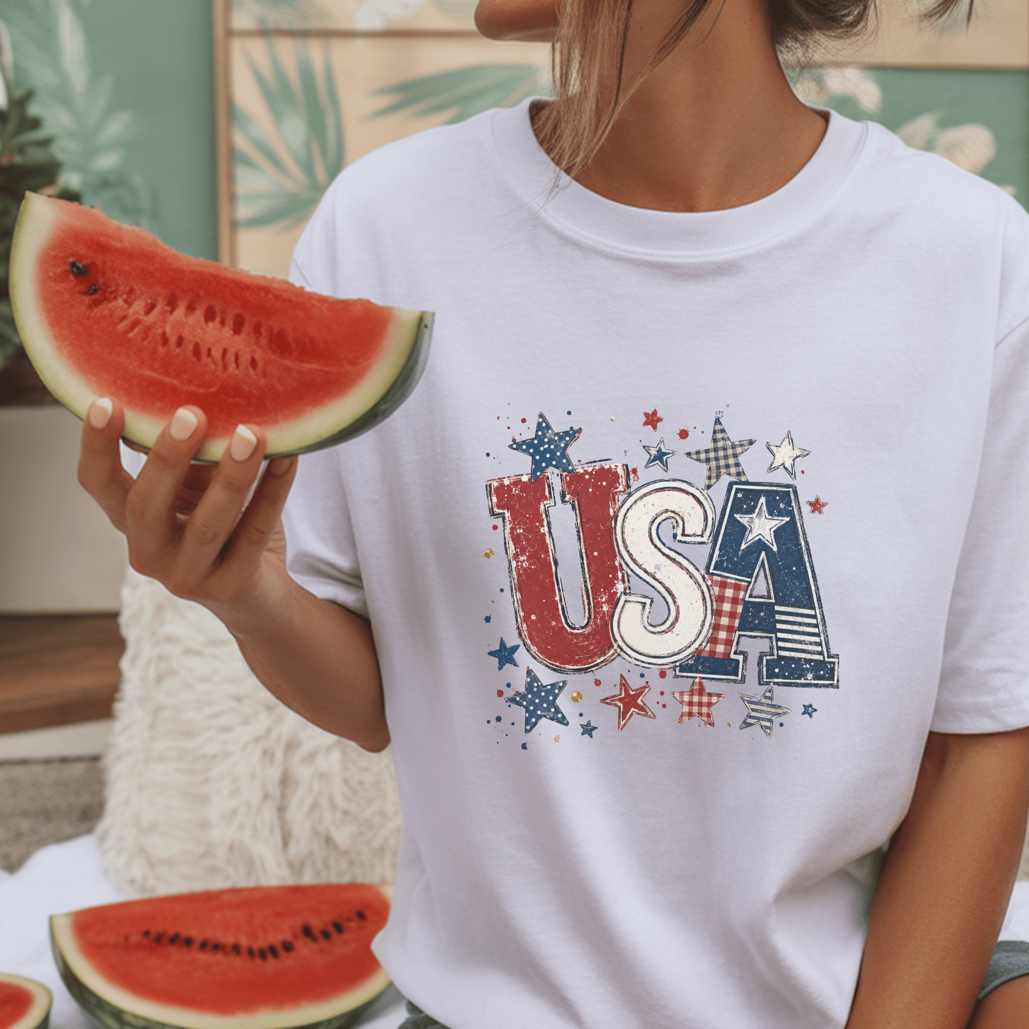 USA Patriotic T-shirt, Vintage Stars & Stripes Tee, Independence Day Clothing, Retro American Pride Shirt, Red White Blue Apparel