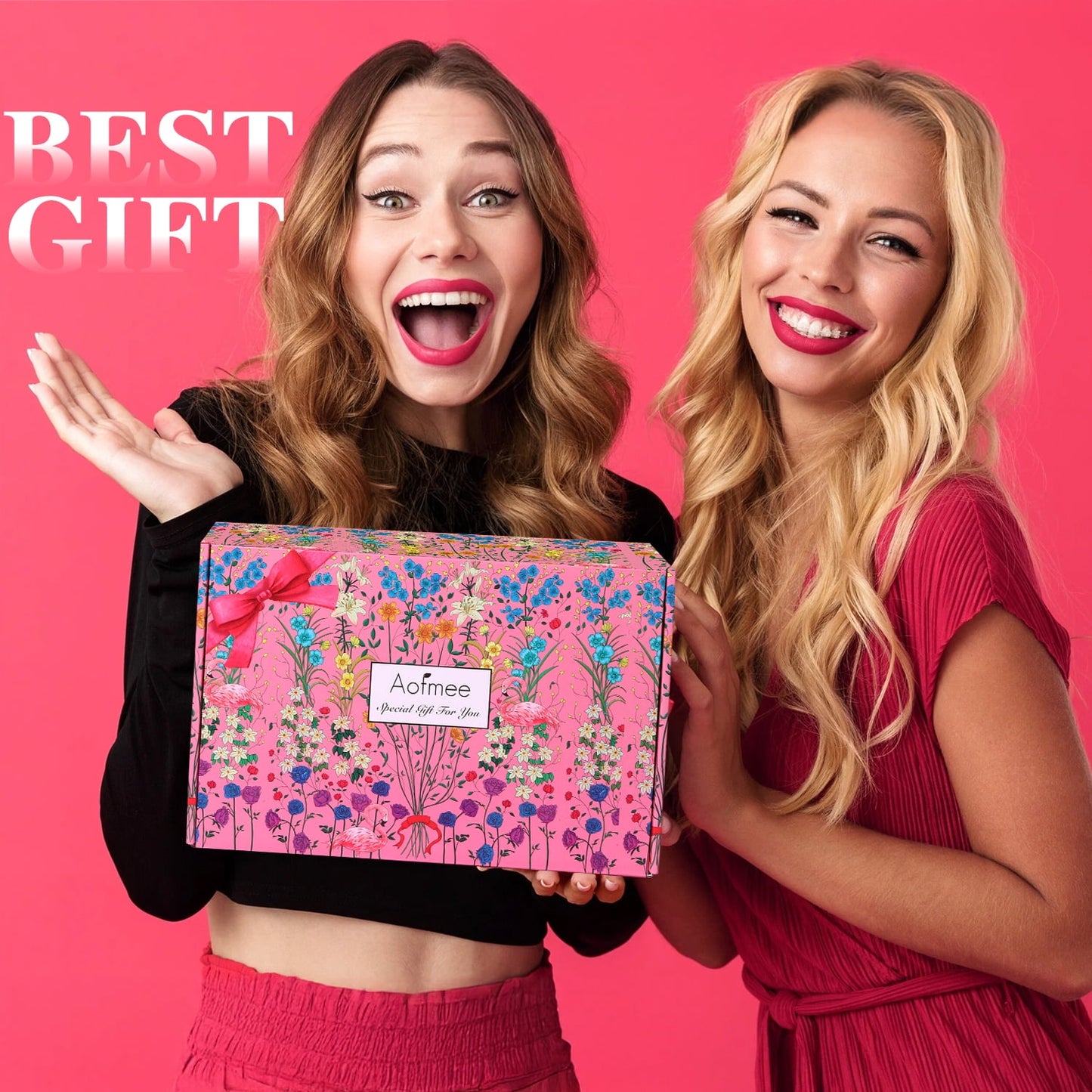 Aofmee Gift Baskets for Women, 8 Pcs Rose Bath and Body Care Set, Beauty Spa Birthday Mother's Day Gifts for Her, Pink