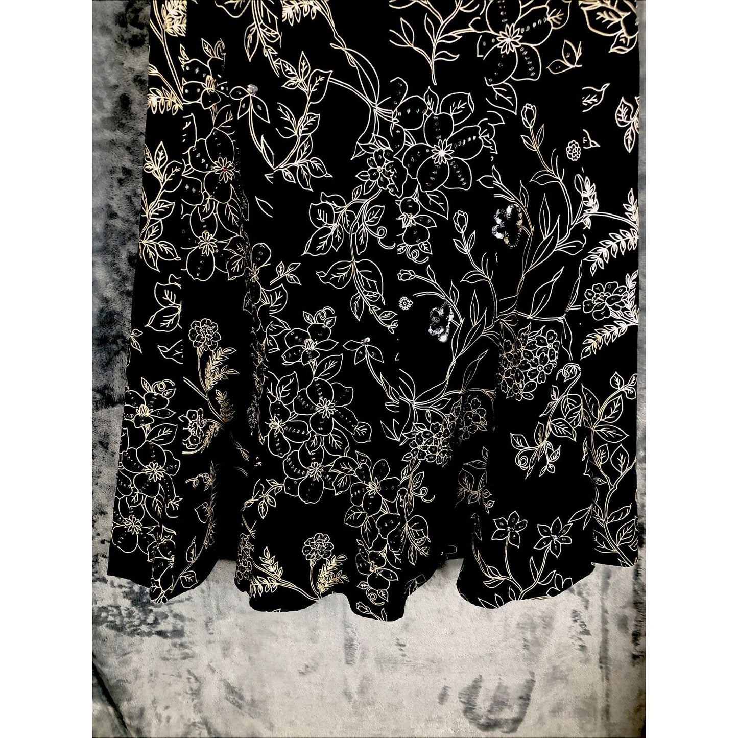 Ann Taylor Loft Skirt 4 Women’s Black Flare Floral Sequined Black Tan