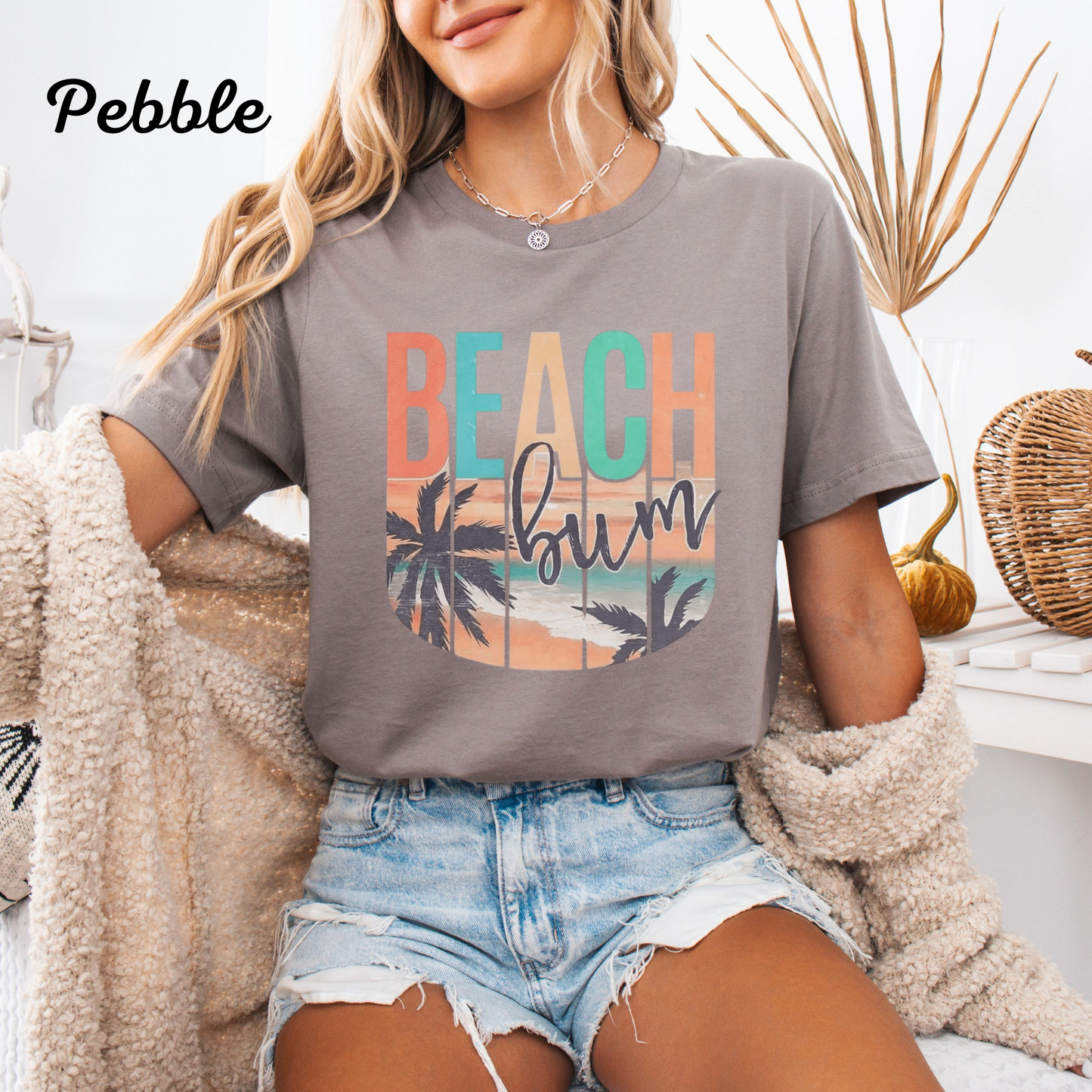 Beach Bum Graphic Tee, Summer Vibes Shirt, Coastal Vacation T‑Shirt