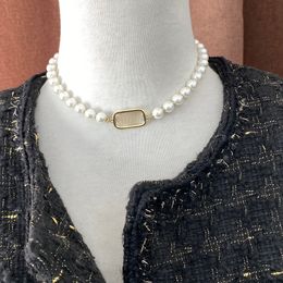 Pearl Necklace Classic Fashion Jewelry For Women Golden Letter Pendant