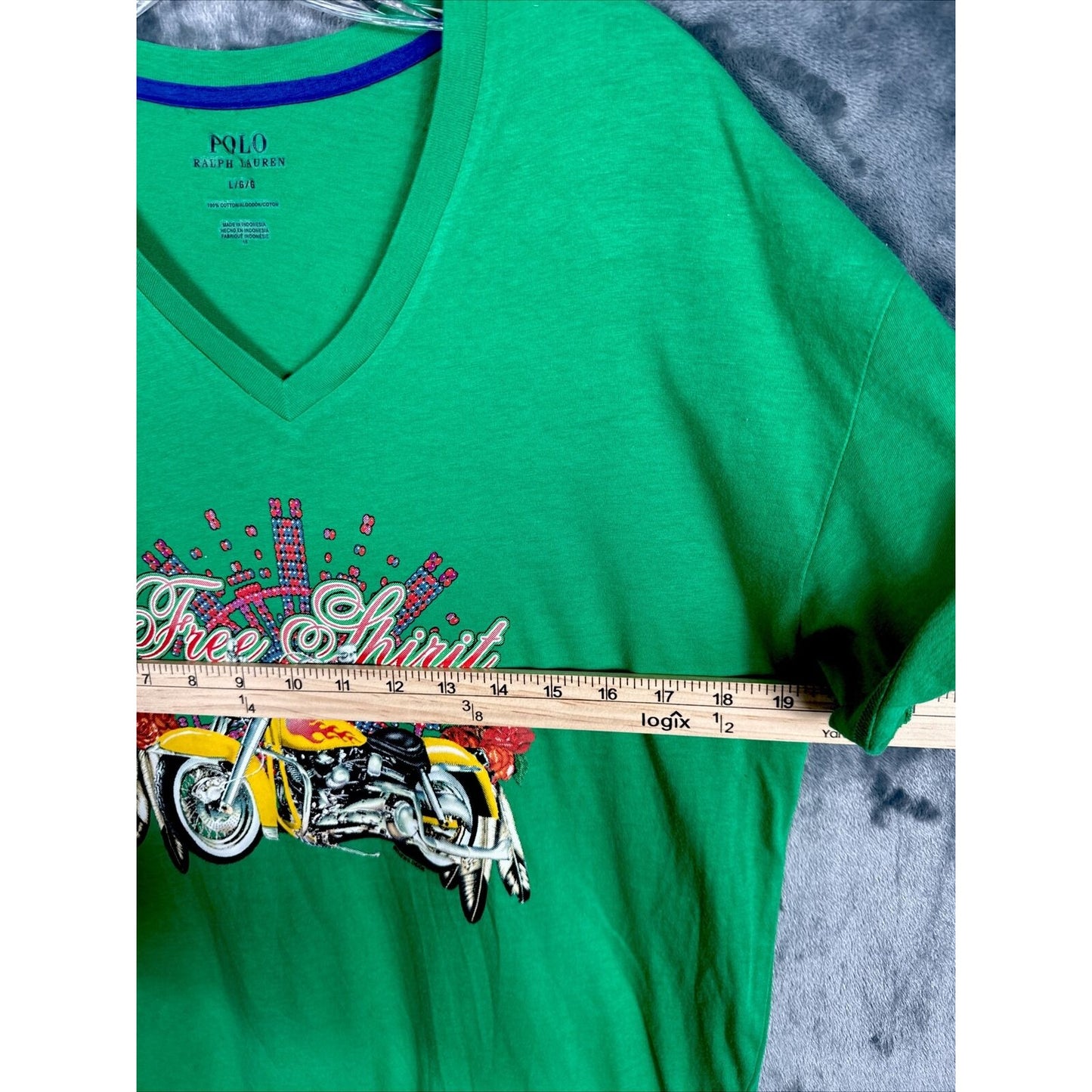 Polo Ralph Lauren Women’s Free Spirit V-neck T-shirt Inspirational Shirt Large