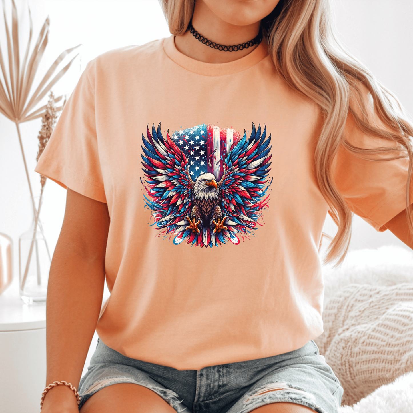 Patriotic Eagle T-Shirt, American Flag Graphic Tee, 4th of July Shirt, USA Pride Apparel, Bald Eagle Design, Men's Women's Clothing