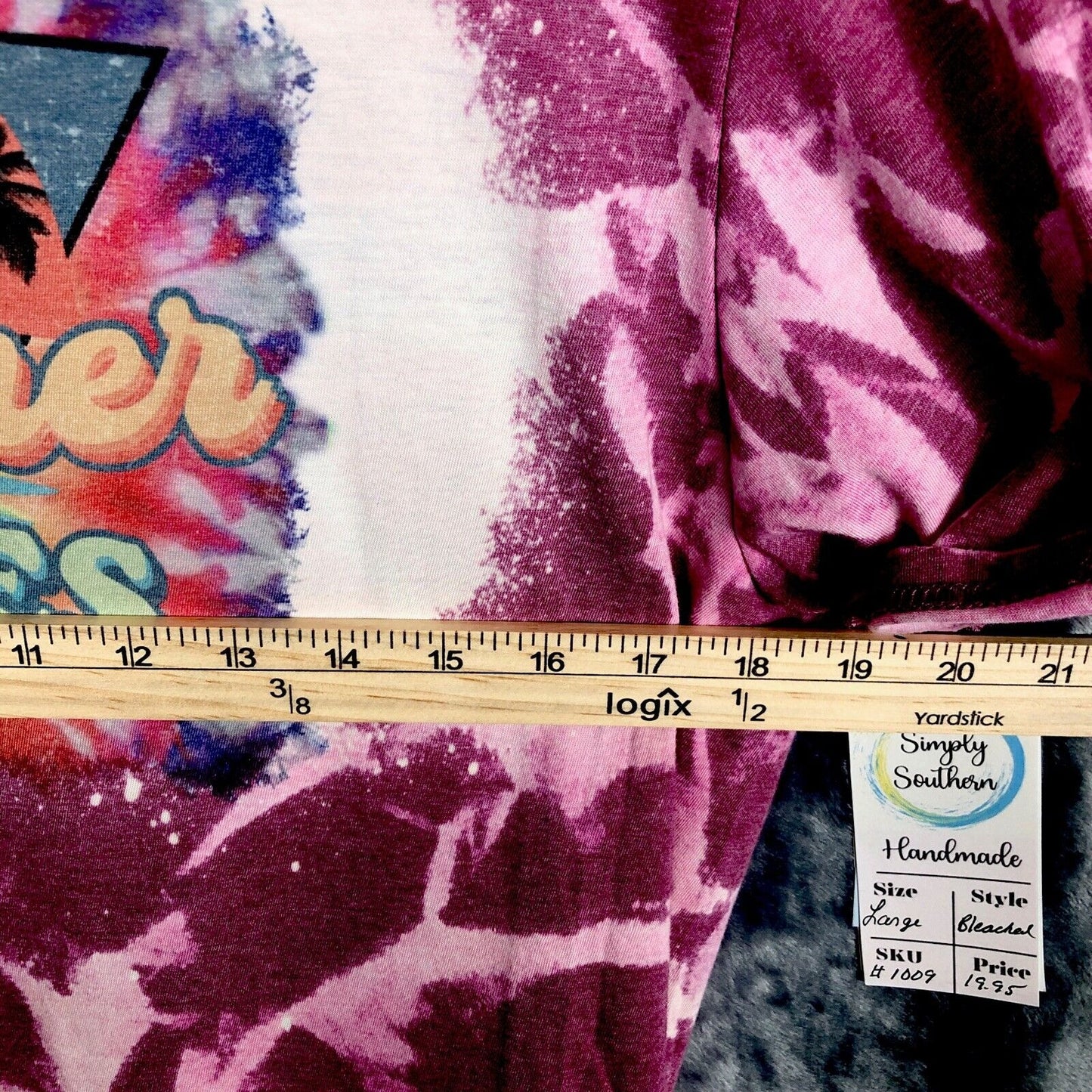 Woman's Shirt  "Summer Vibes" T-Shirt Purple & Pink Short Sleeve Unisex Cotton Handmade Tie-Dye Large