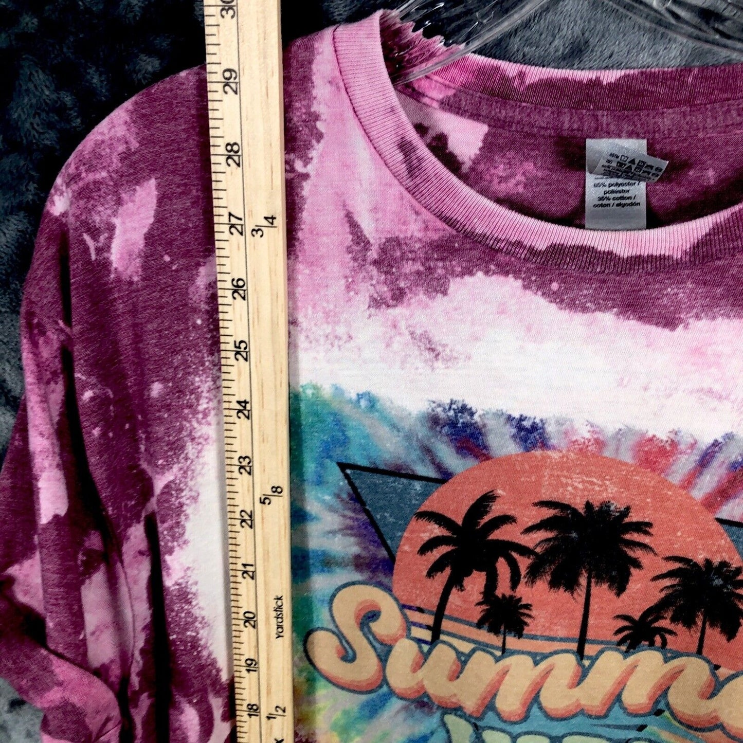 Woman's Shirt  "Summer Vibes" T-Shirt Purple & Pink Short Sleeve Unisex Cotton Handmade Tie-Dye Large