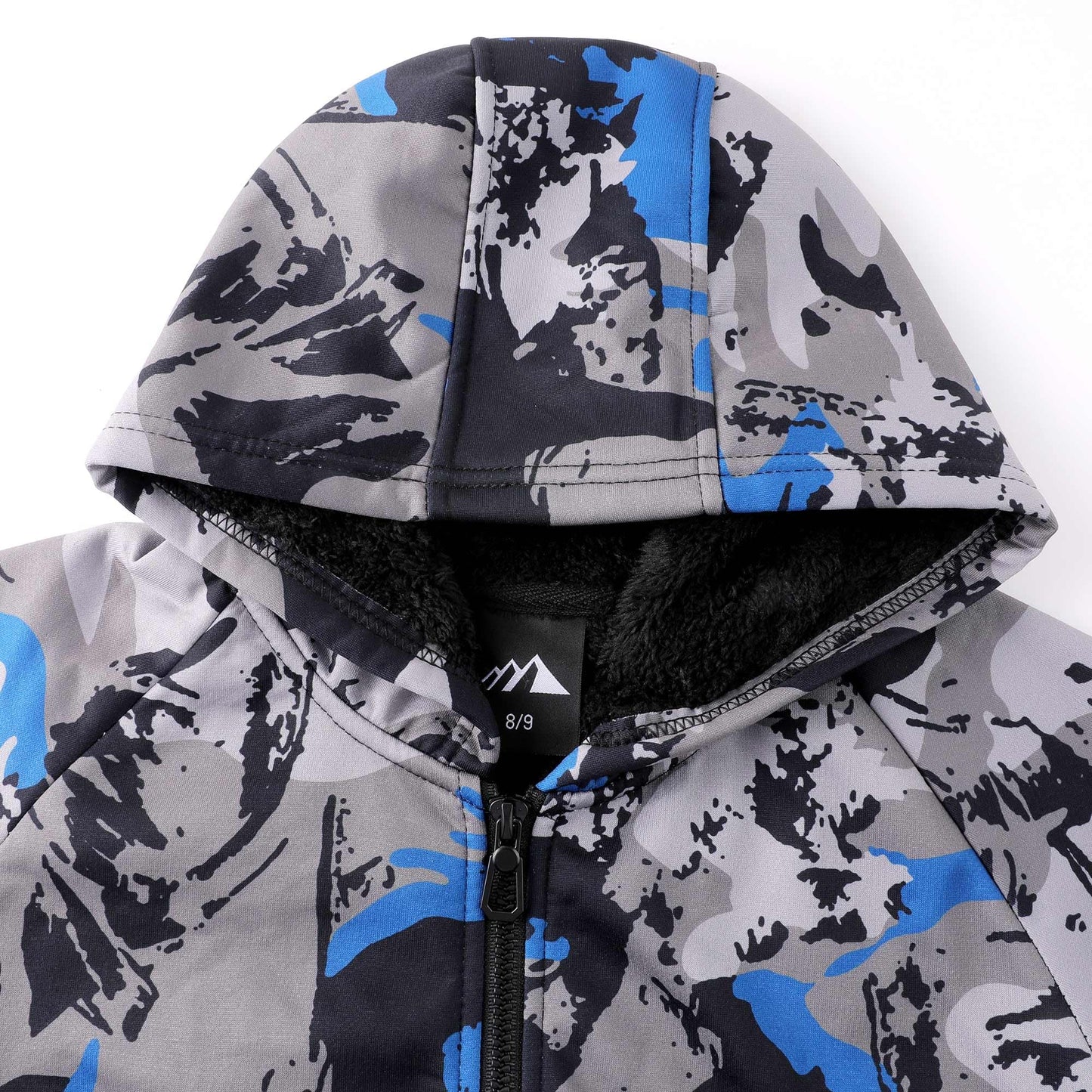 Boy's Zip Up Hoodie Heavyweight Winter Sweatshirt Fleece Sherpa Lined Warm Jacket (10-12, 12#blue camouflage)