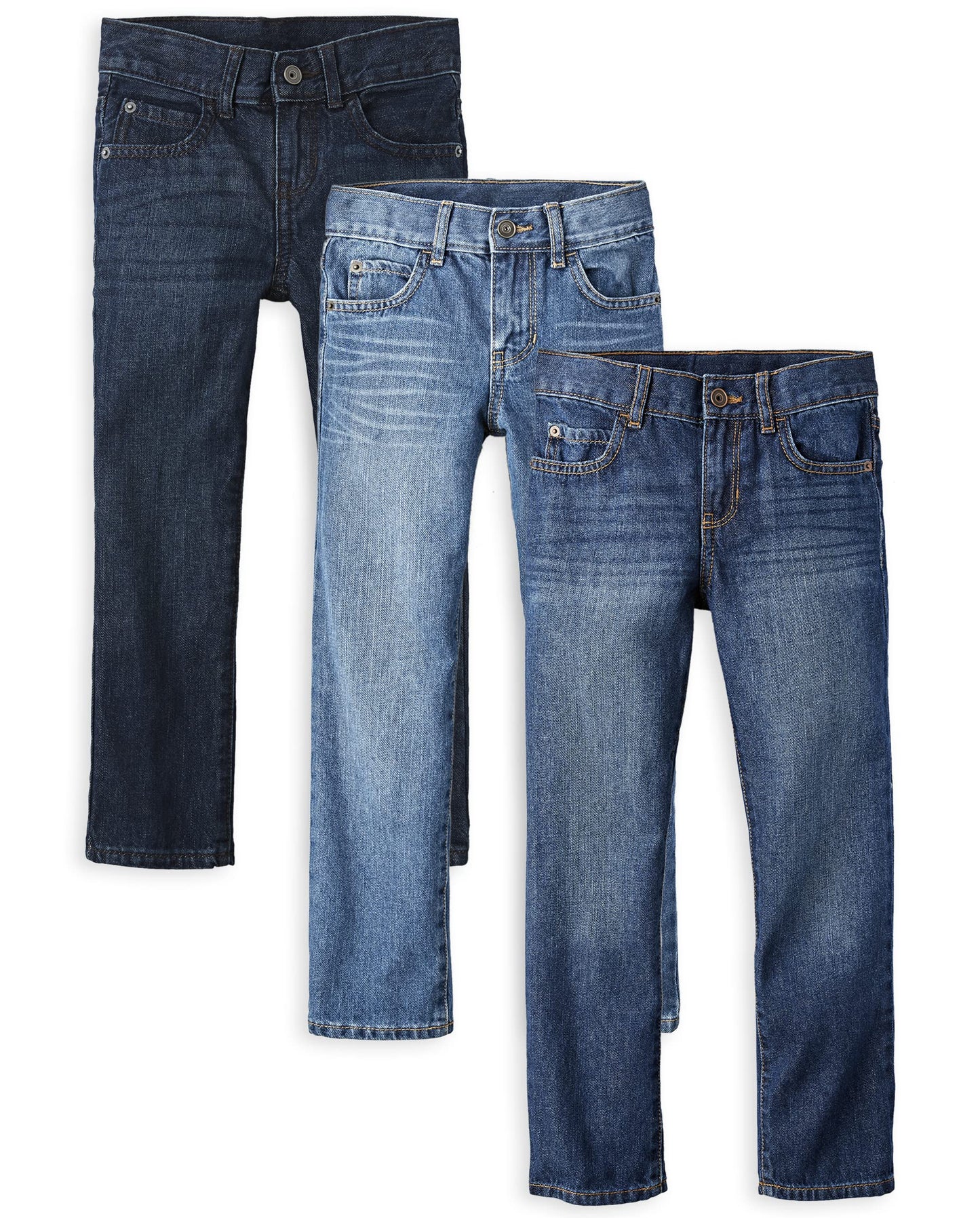 The Children's Place Boys Basic Straight Leg Jeans,Carbon Wash/Deep Blue Wash/Dk Juptier 3 Pack,10