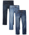 The Children's Place Boys Basic Straight Leg Jeans,Carbon Wash/Deep Blue Wash/Dk Juptier 3 Pack,10