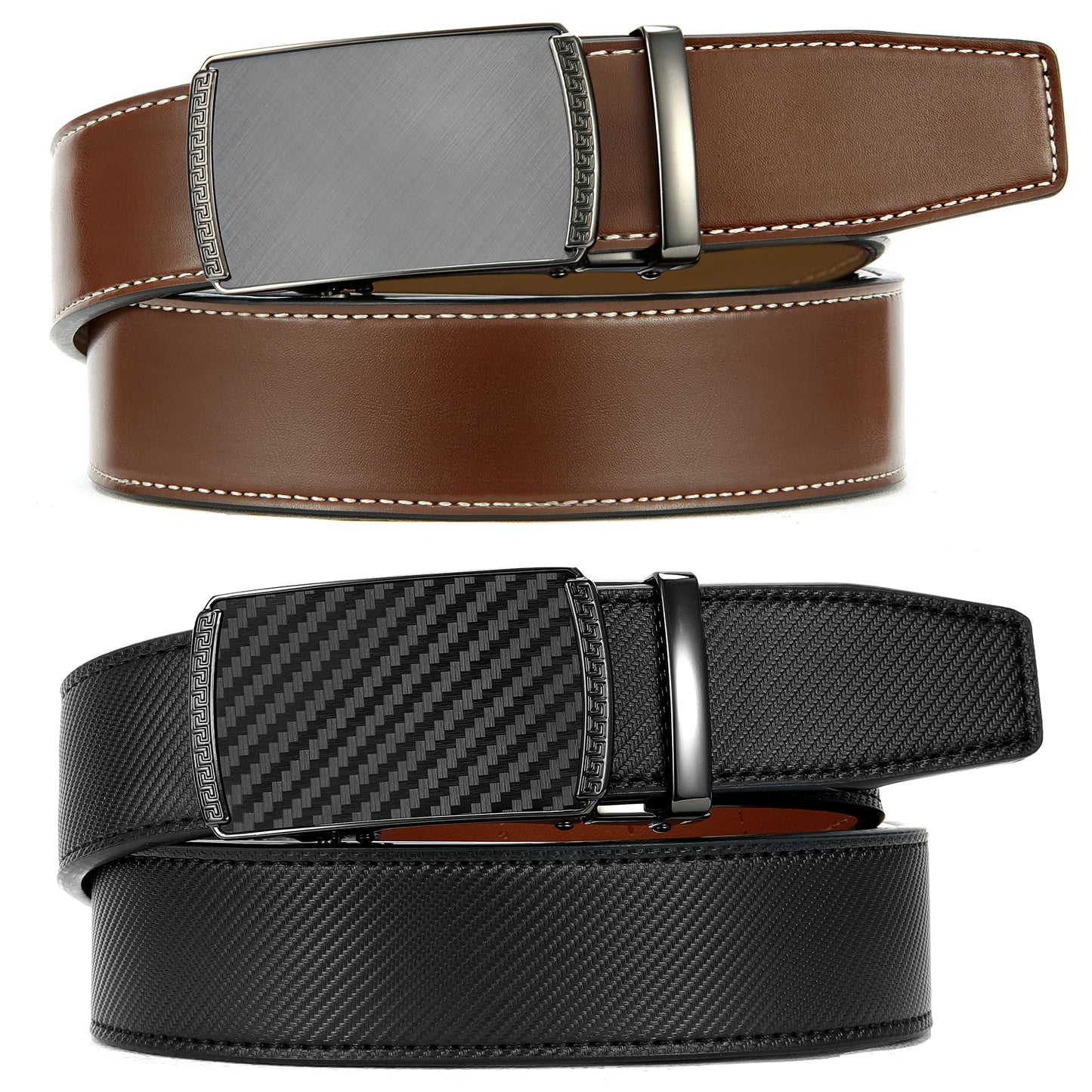 CHAOREN Leather Ratchet Belt Men 2 Pack - Customizable Fit, Effortless Style (35mm)