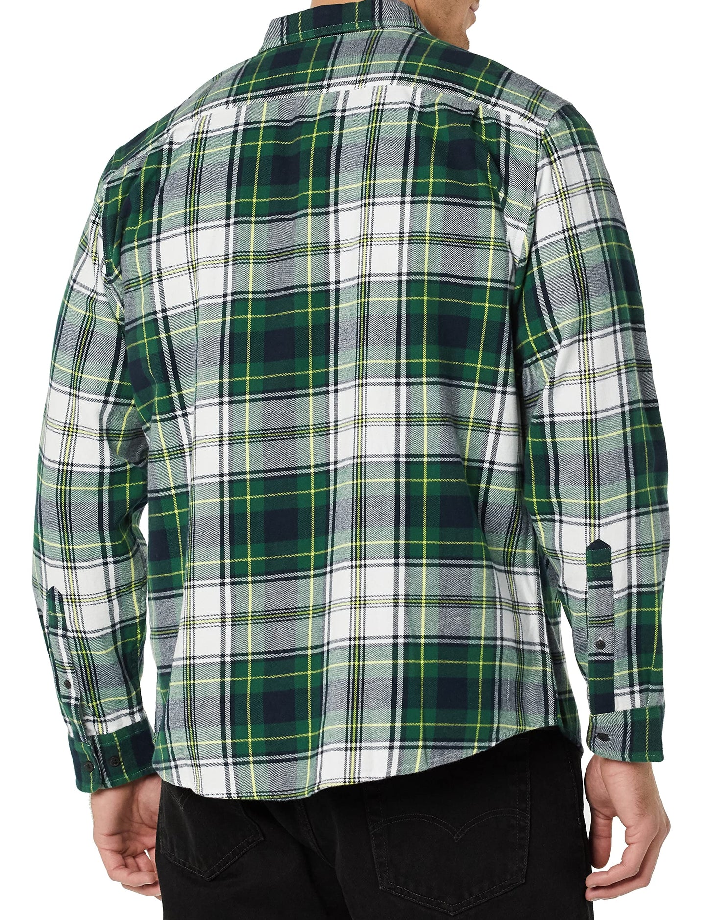 Amazon Essentials Men's Long-Sleeve Flannel Shirt, Green White Plaid, X-Large