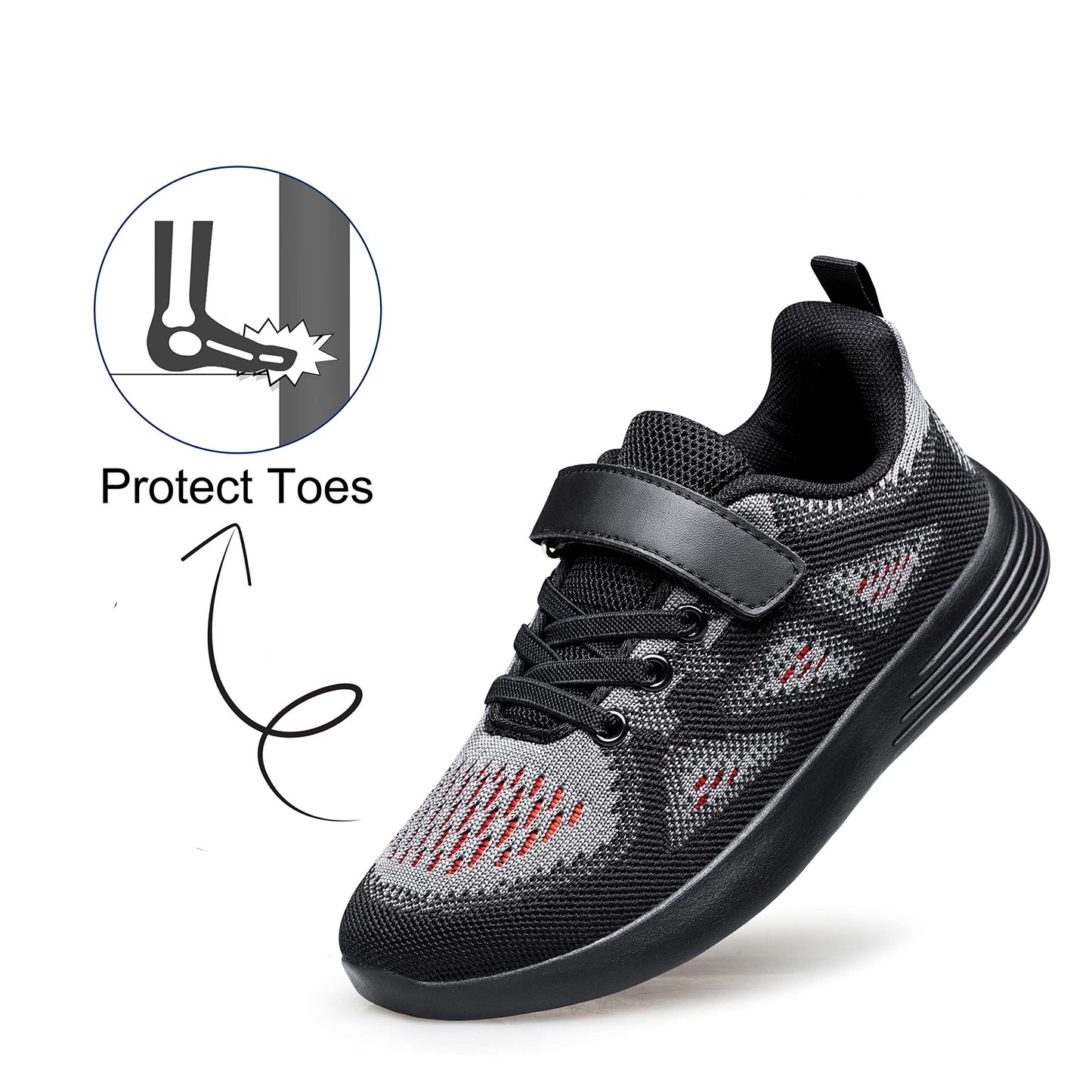 YHOON Boys Girls Sneakers Kids Sports Running Walking Shoes Black Toddler Size 10