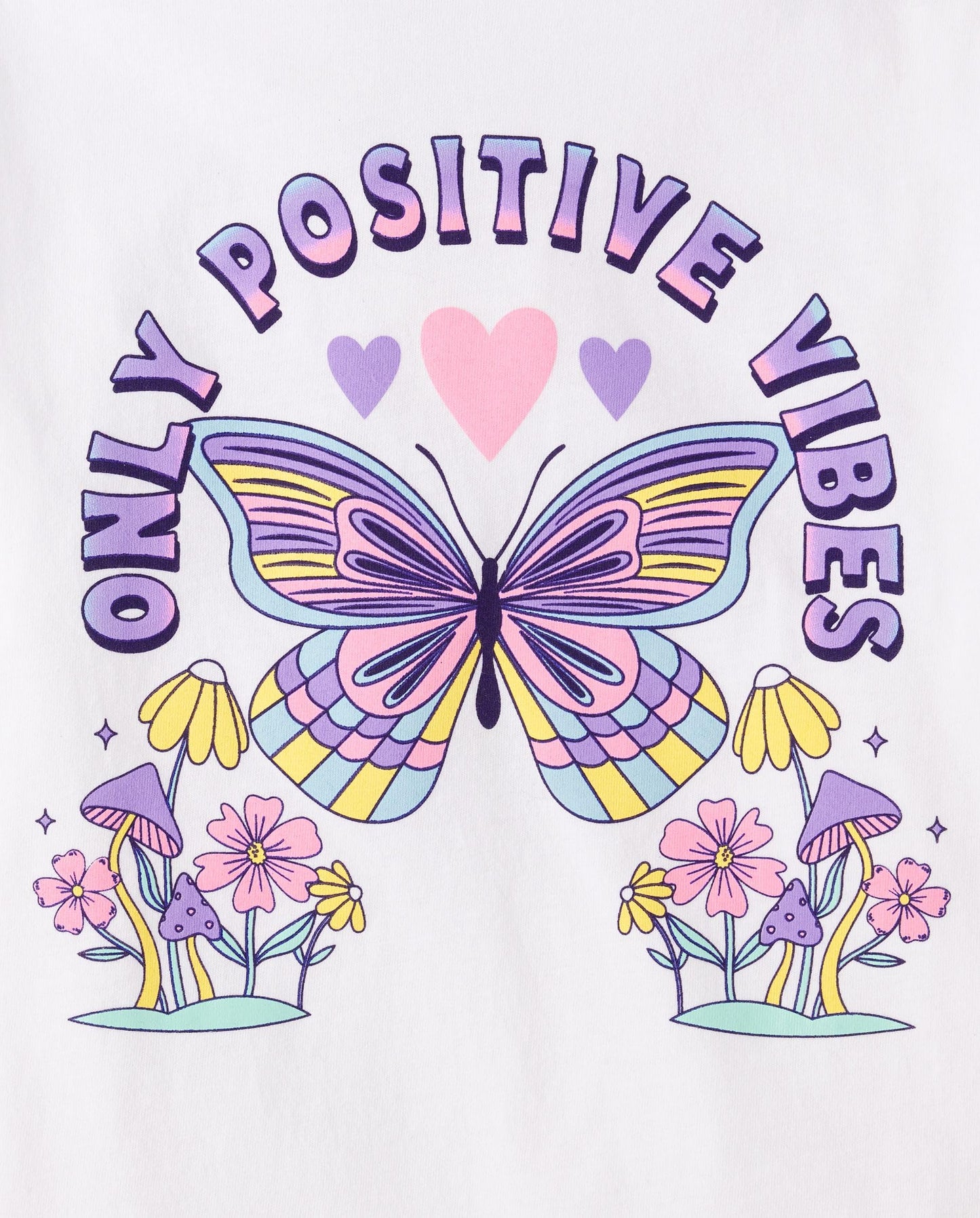 The Children's Place,Female,Assorted Everyday Short Sleeve Graphic T-Shirts,multipacks,Butterflies/Magic/Positive Vibes 4-Pack,Medium