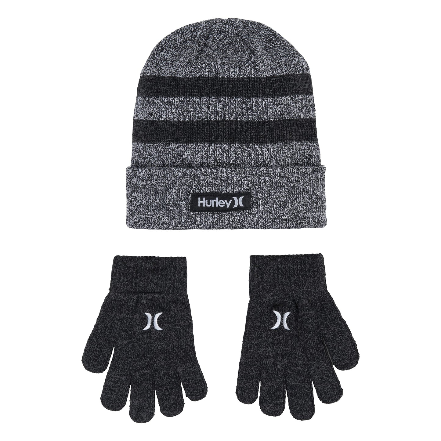 Hurley Boys One And Only Beanie Glove Winter Accessory Set, Grey, 4-7 US