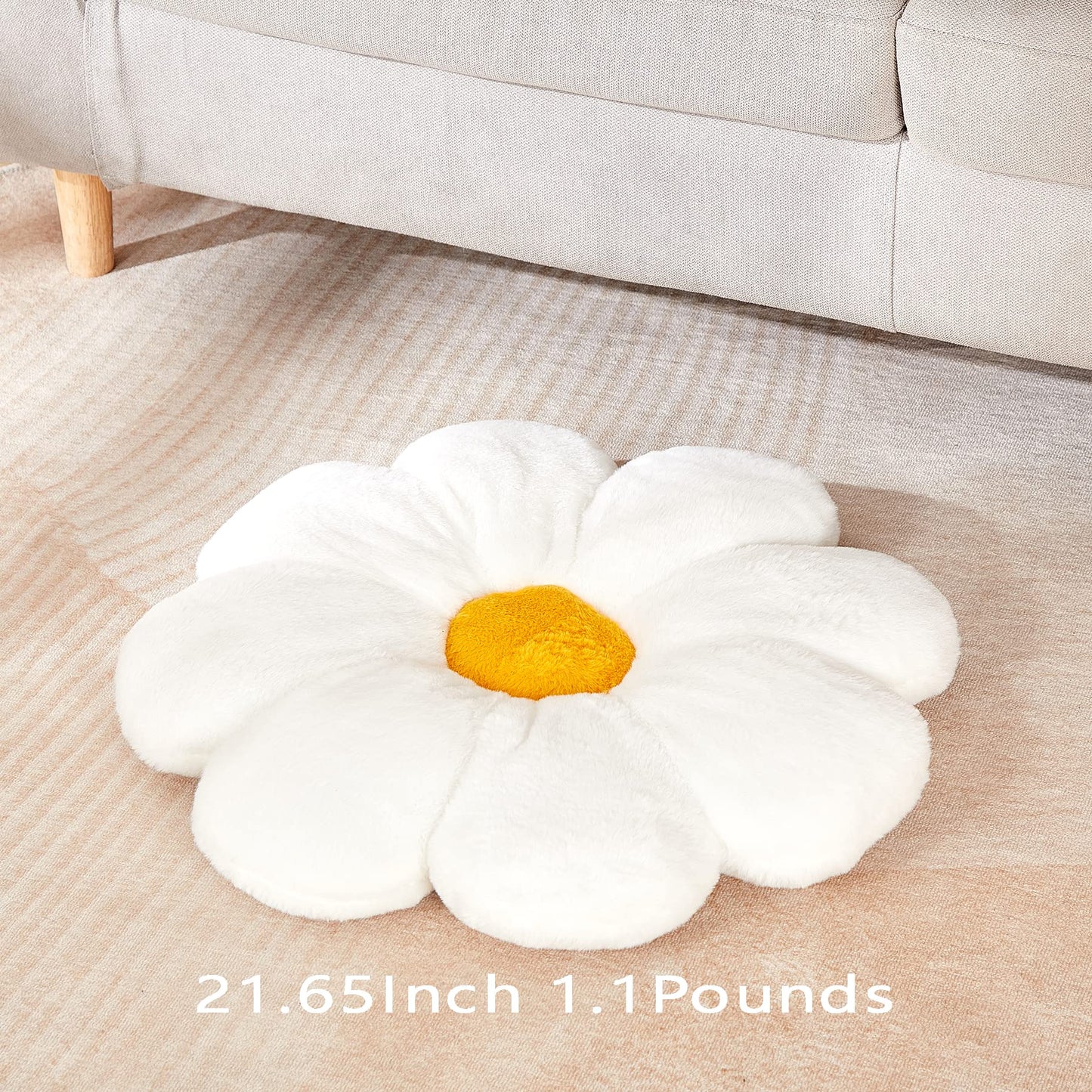 Ailive 21.6In Cute White Flower Throw Pillow Floor Cushion Pillow as Room Decor Desk Chair Cushion Decorative Bed Throw Pillows for Girls Adults