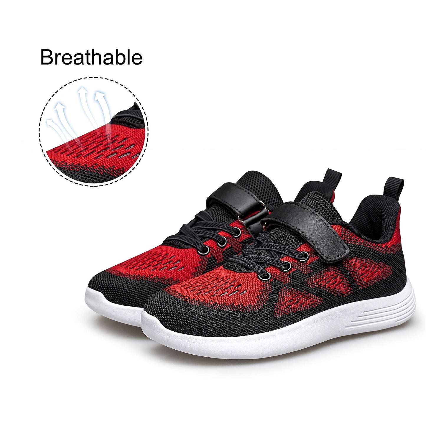 YHOON Boys Girls Shoes Athletic Breathable Sports Running Walking Sneakers for Kids Red Toddler Size 8
