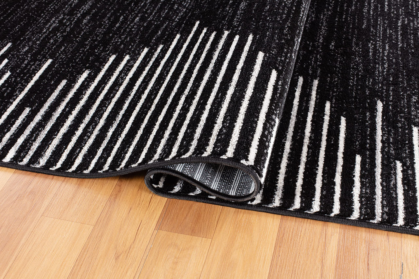 Rugshop Bohemian Stripe Stain Resistant High Traffic Living Room Kitchen Bedroom Dining Home Office Area Rug 8'x10' Black