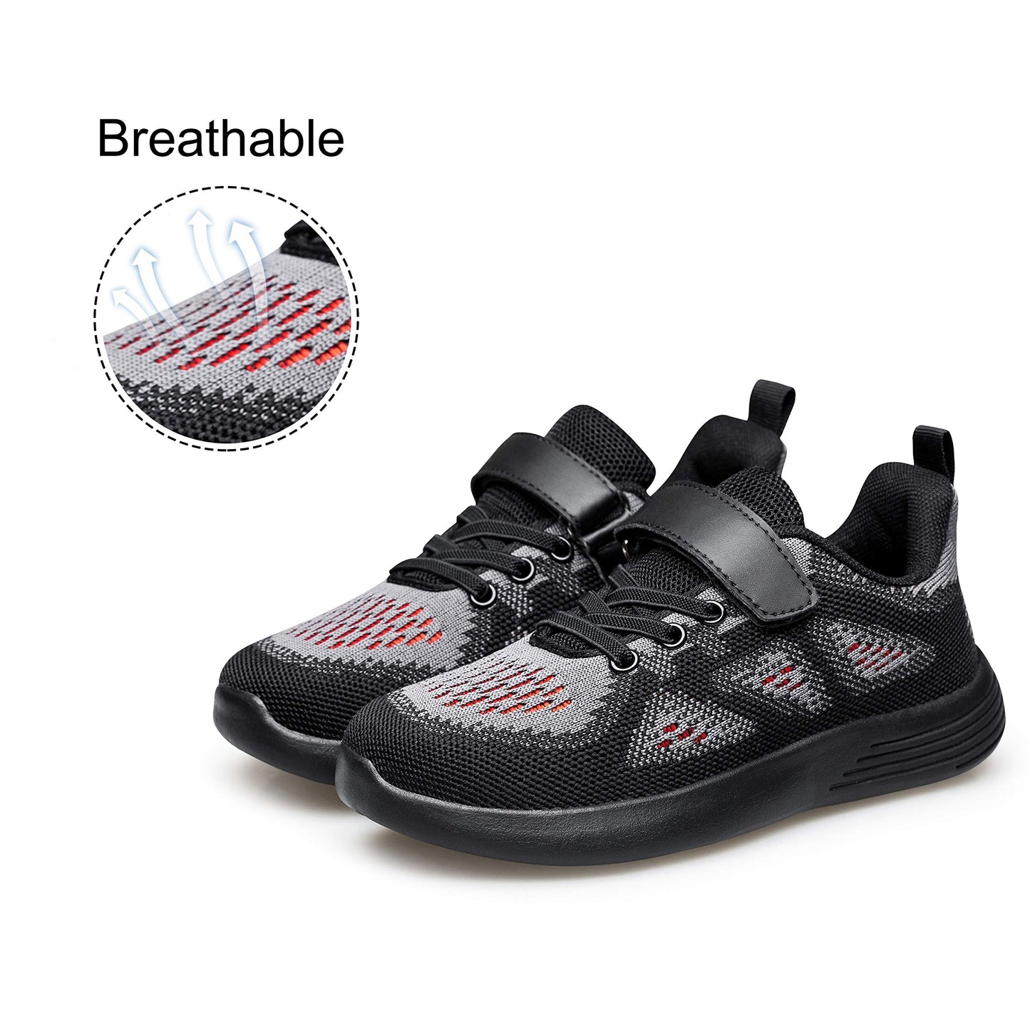 YHOON Boys Girls Sneakers Kids Sports Running Walking Shoes Black Toddler Size 10
