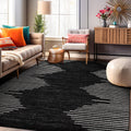 Rugshop Bohemian Stripe Stain Resistant High Traffic Living Room Kitchen Bedroom Dining Home Office Area Rug 8'x10' Black