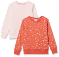 Amazon Essentials Girls' Fleece Crewneck Sweatshirts, 2-Pack Light Mauve/Orange Floral, Small