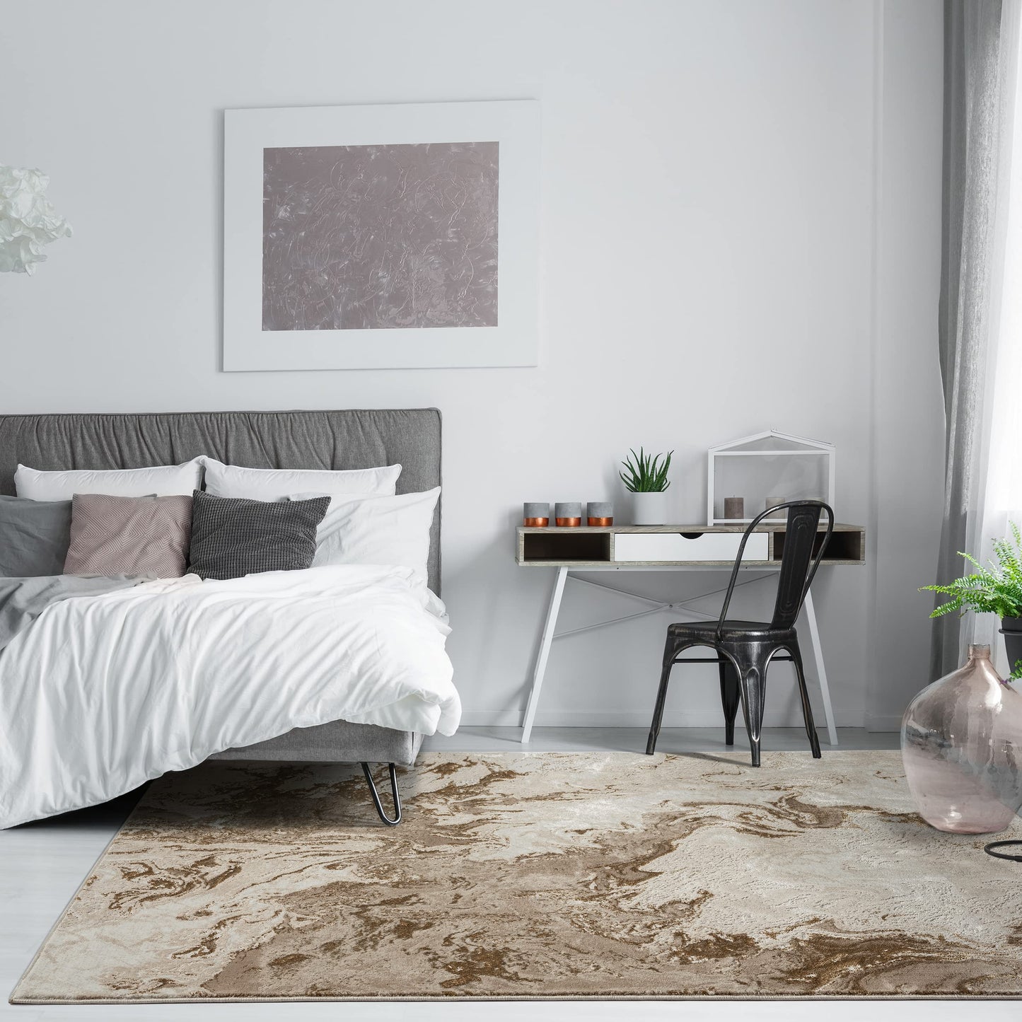 LUXE WEAVERS Marble Swirl Abstract Area Rug, Beige 8x10
