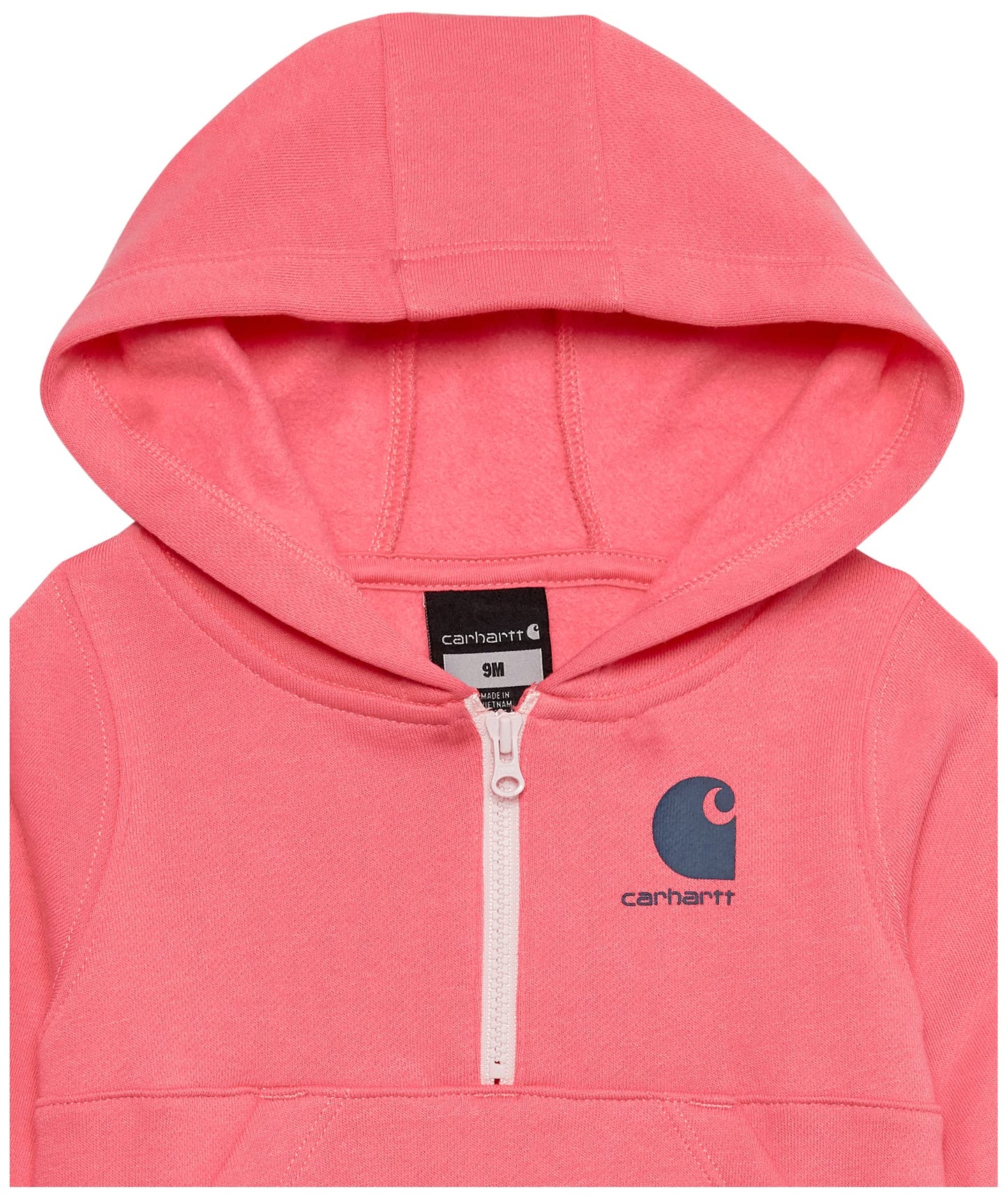 Carhartt Baby & Toddler Girls' Half-Zip Hooded Sweatshirt, Pink Lemonade, 4T