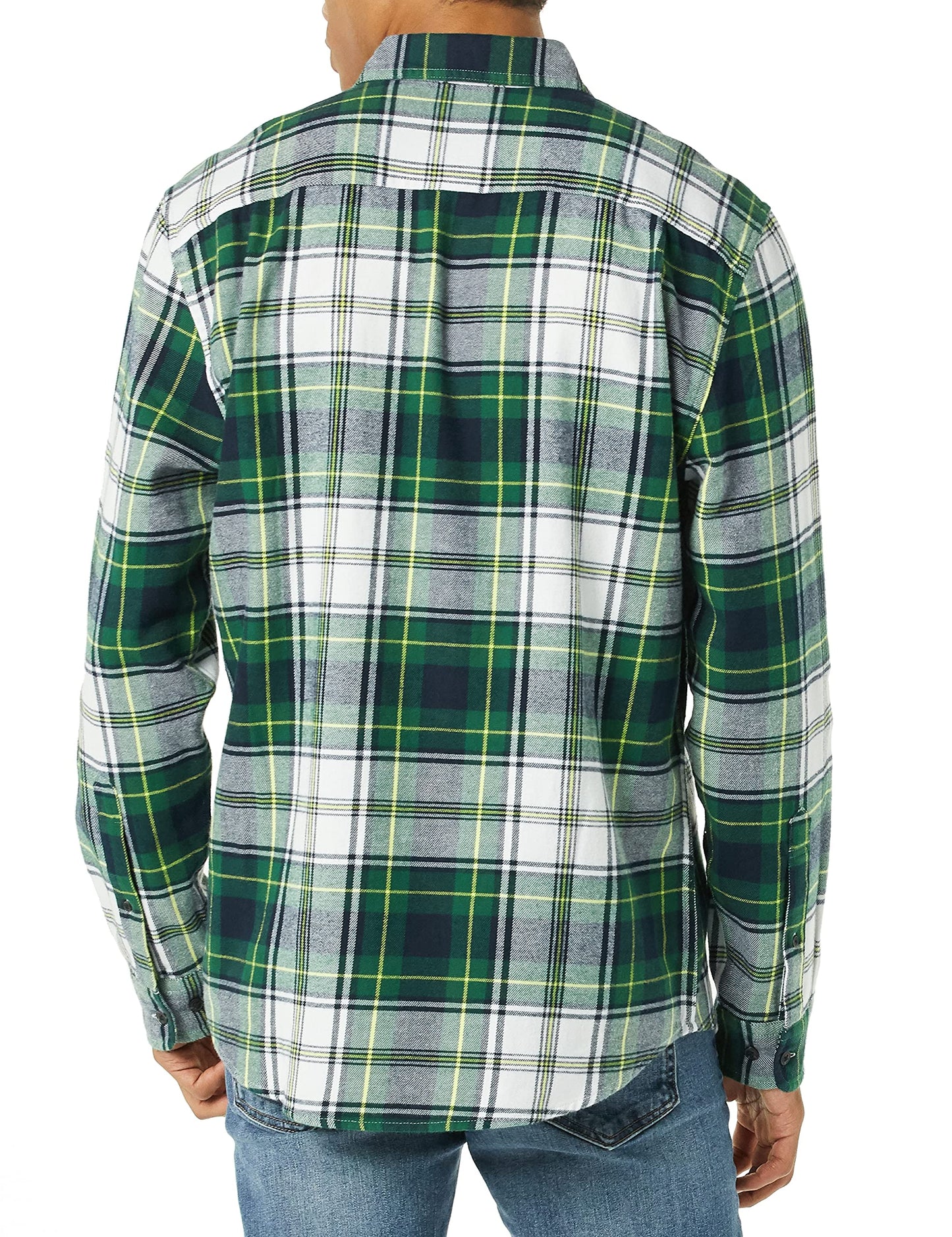 Amazon Essentials Men's Long-Sleeve Flannel Shirt, Green White Plaid, X-Large