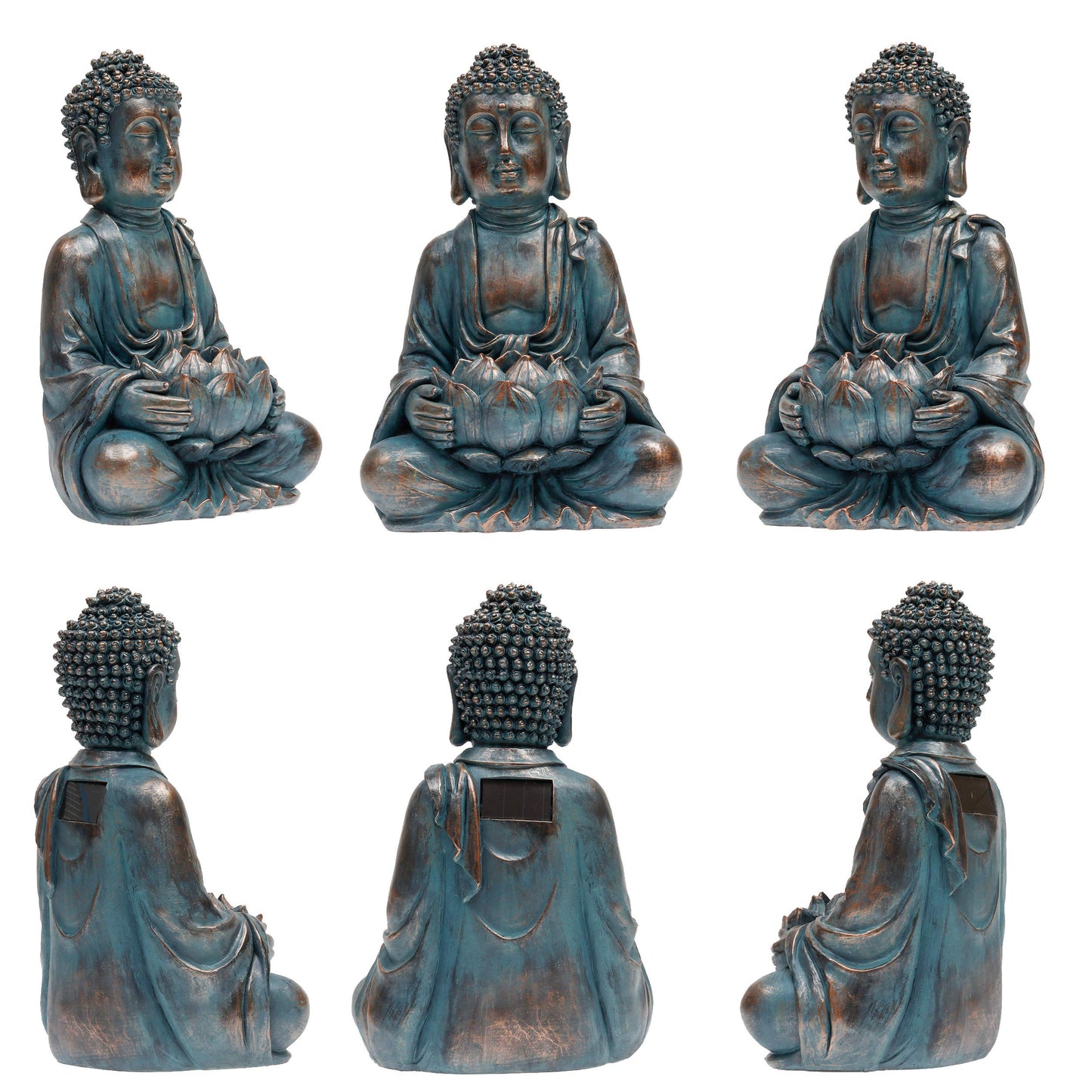 TERESA'S COLLECTIONS Meditating Buddha Statue for Garden Decor with Solar Lights, Large Resin Outdoor Statue Garden Sculpture Figurines for Home Patio Lawn Yard Decorations 12.6''